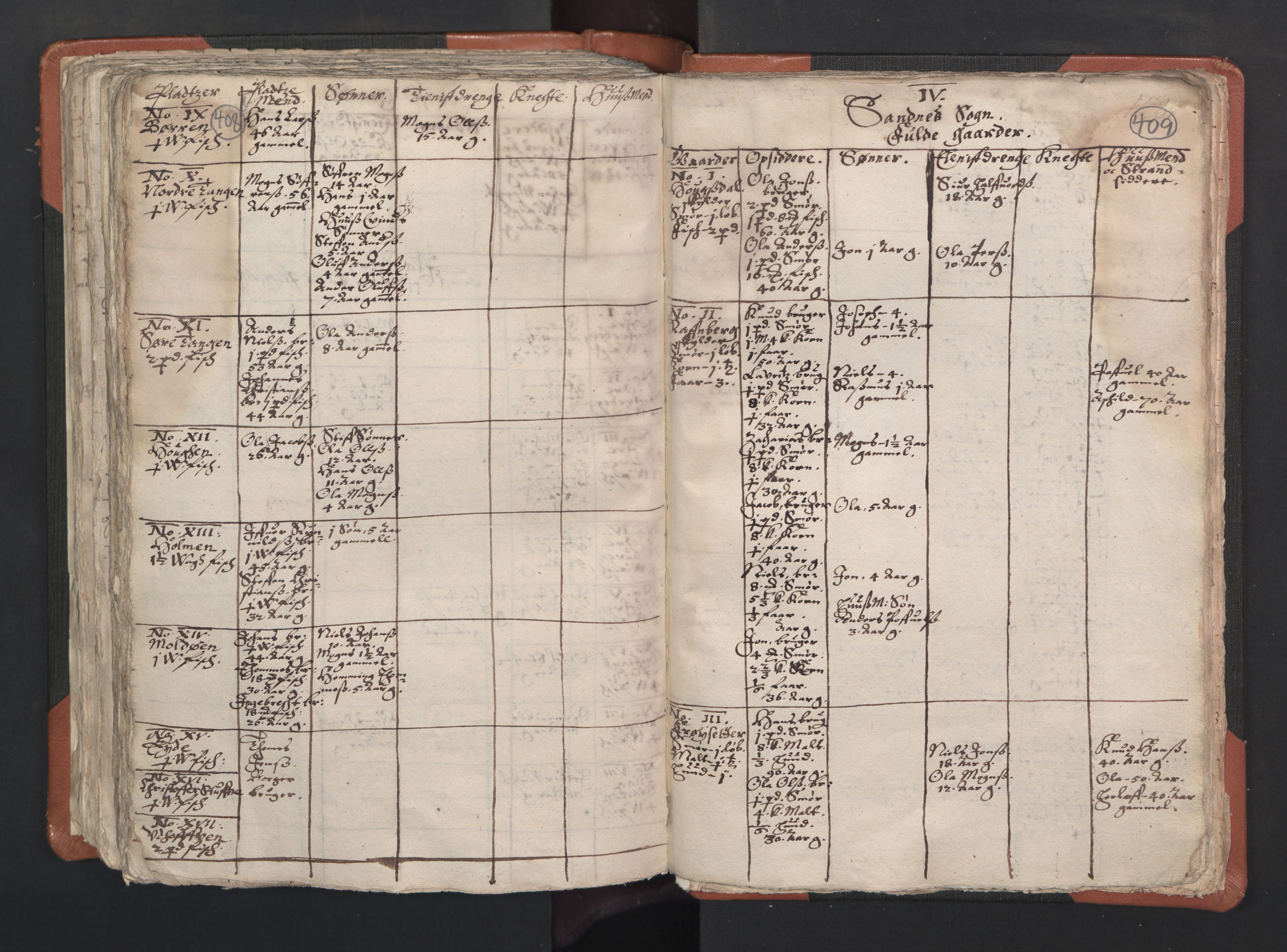 RA, Vicar's Census 1664-1666, no. 22: Nordhordland deanery, 1664-1666, p. 408-409