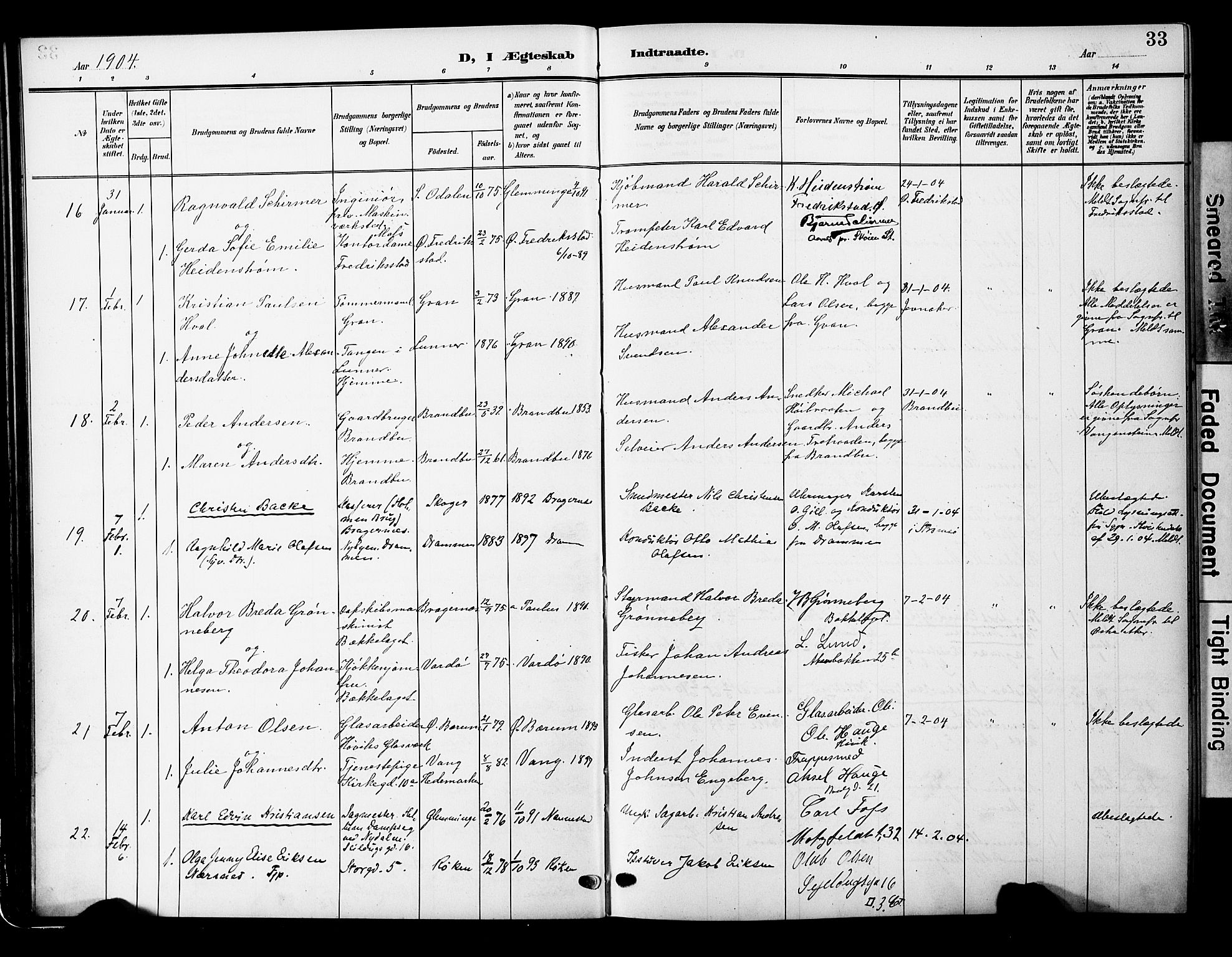 Oslo domkirke Kirkebøker, AV/SAO-A-10752/F/Fa/L0033: Parish register (official) no. 33, 1902-1913, p. 33
