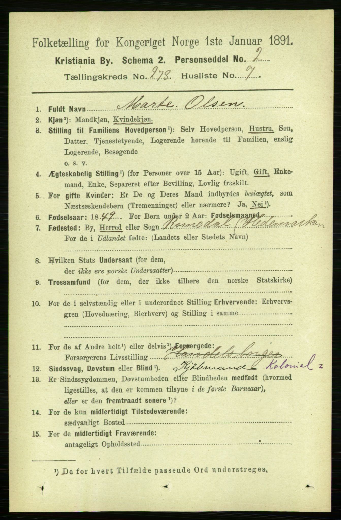 RA, 1891 census for 0301 Kristiania, 1891, p. 165972
