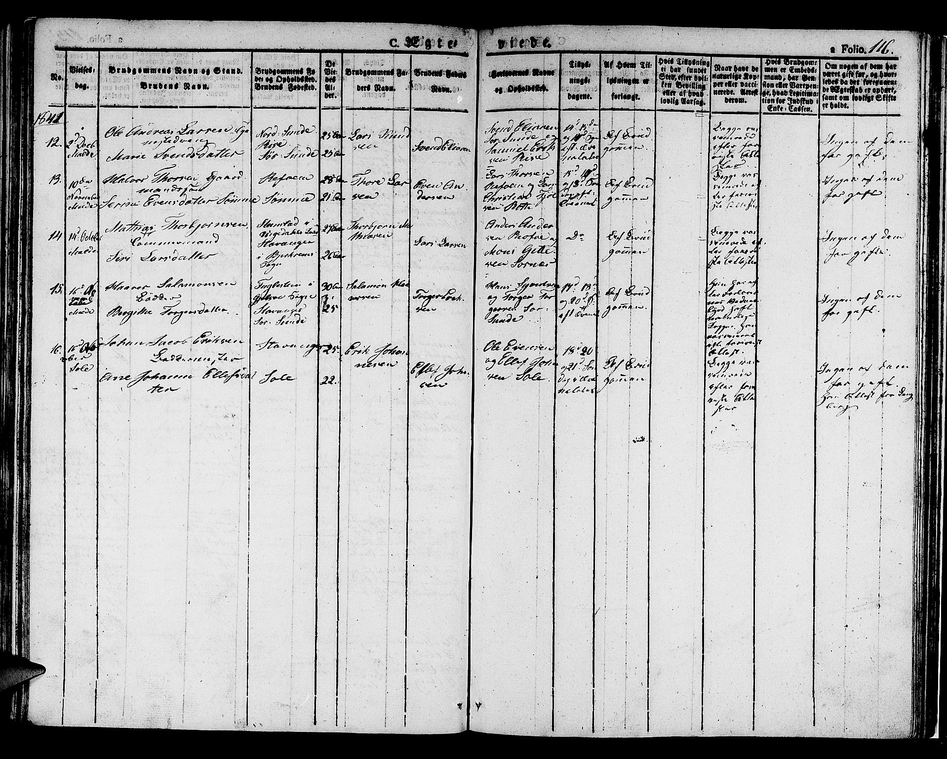 Håland sokneprestkontor, AV/SAST-A-101802/001/30BA/L0005: Parish register (official) no. A 5, 1829-1841, p. 116