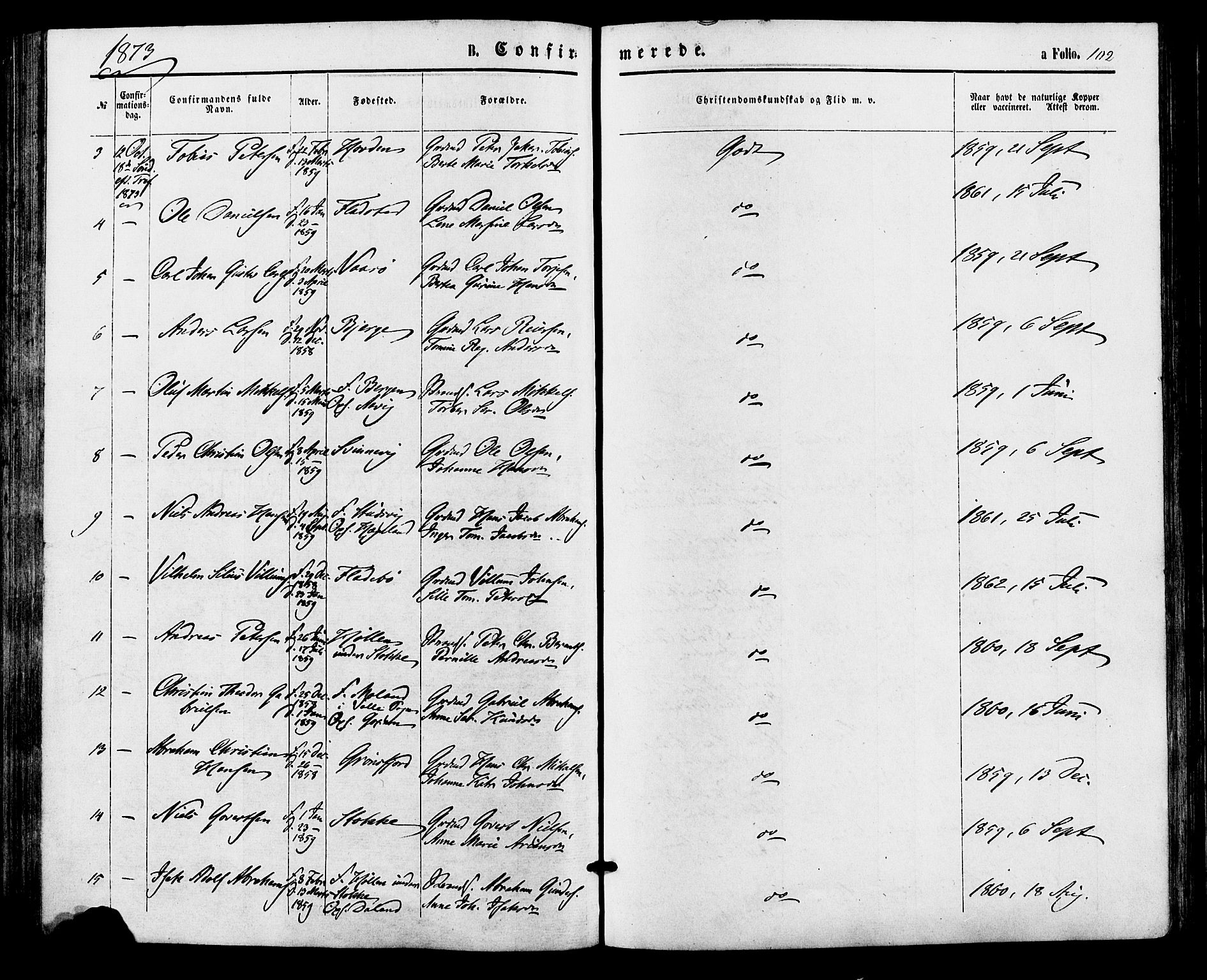 Sør-Audnedal sokneprestkontor, SAK/1111-0039/F/Fa/Faa/L0003: Parish register (official) no. A 3, 1868-1883, p. 102