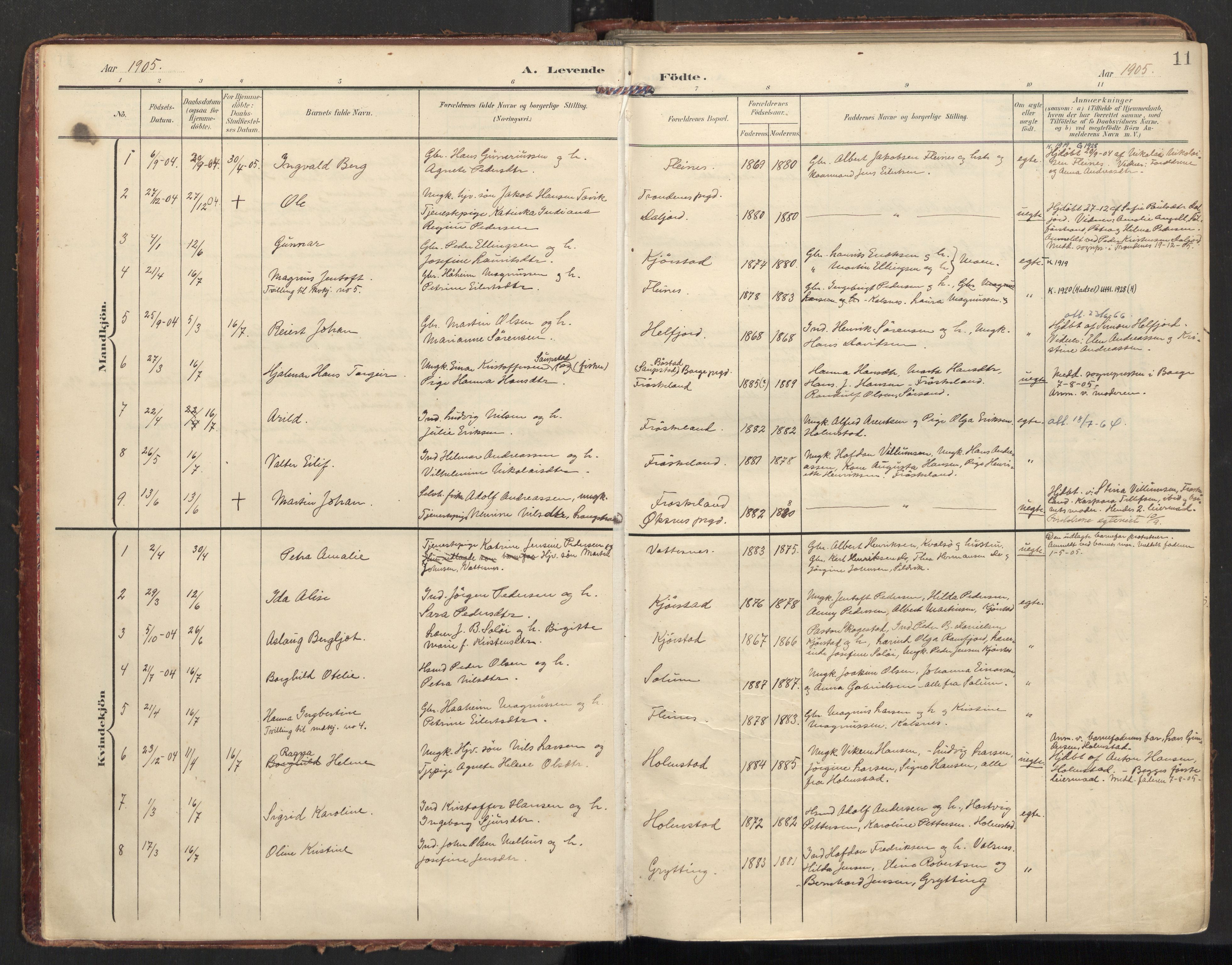 Ministerialprotokoller, klokkerbøker og fødselsregistre - Nordland, SAT/A-1459/890/L1287: Parish register (official) no. 890A02, 1903-1915, p. 11