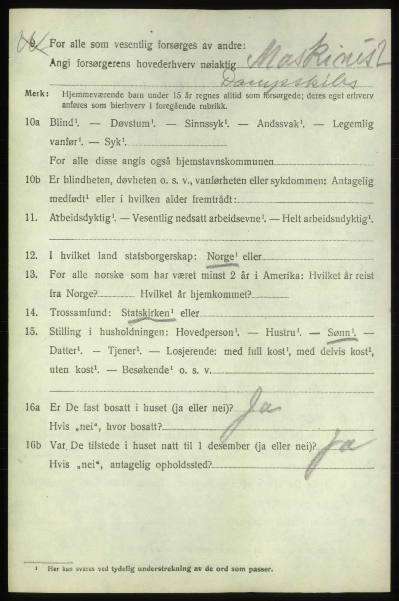 SAB, 1920 census for Tysnes, 1920, p. 8451