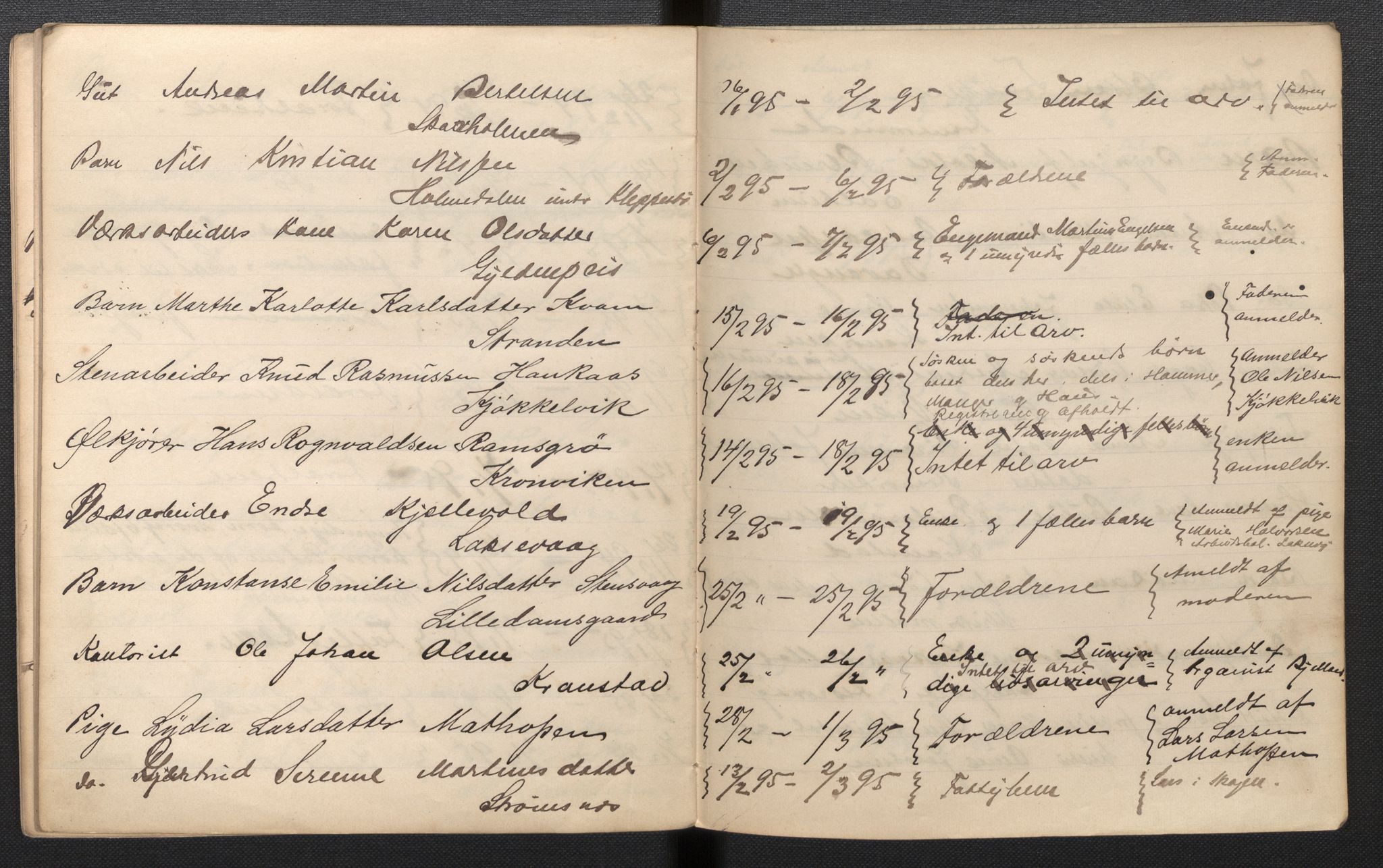 Lensmannen i Årstad, AV/SAB-A-36201/0006/L0001: Dødsfallprotokoll, 1892-1895