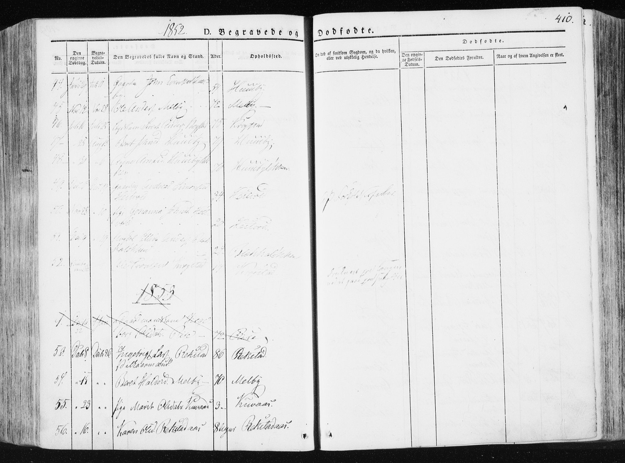 Ministerialprotokoller, klokkerbøker og fødselsregistre - Sør-Trøndelag, SAT/A-1456/665/L0771: Parish register (official) no. 665A06, 1830-1856, p. 410