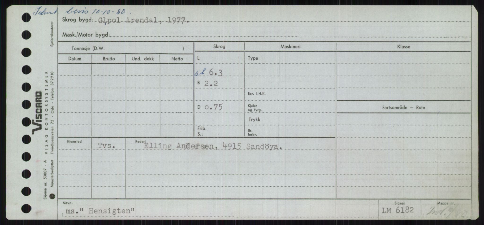 Sjøfartsdirektoratet med forløpere, Skipsmålingen, RA/S-1627/H/Ha/L0002/0002: Fartøy, Eik-Hill / Fartøy, G-Hill, p. 845