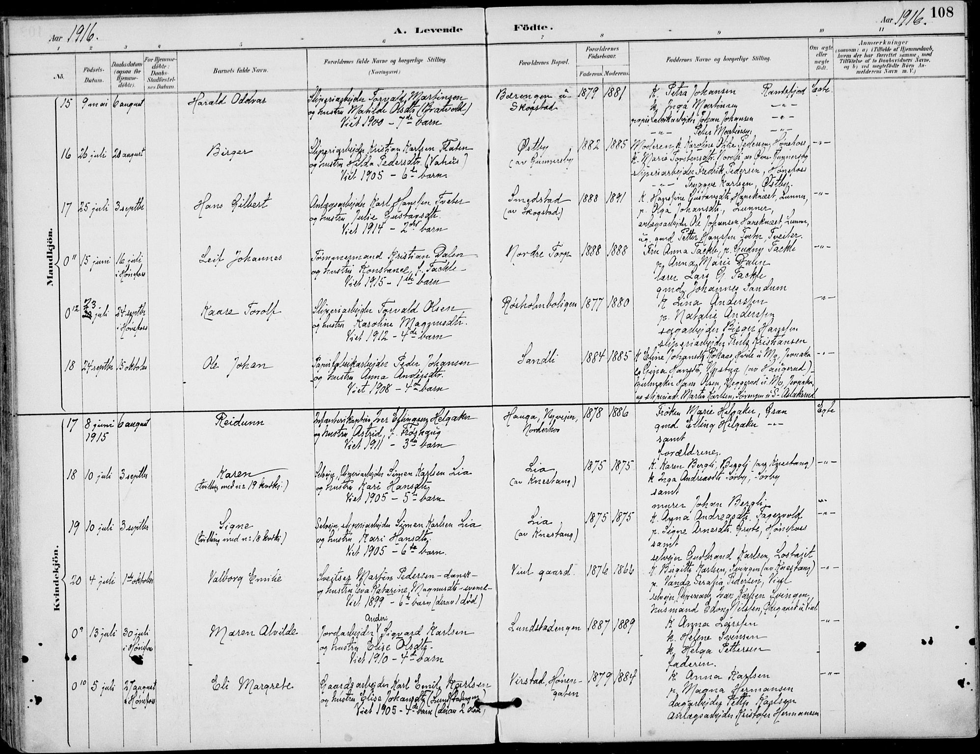 Haug kirkebøker, AV/SAKO-A-604/F/Fa/L0001: Parish register (official) no. 1, 1885-1917, p. 108