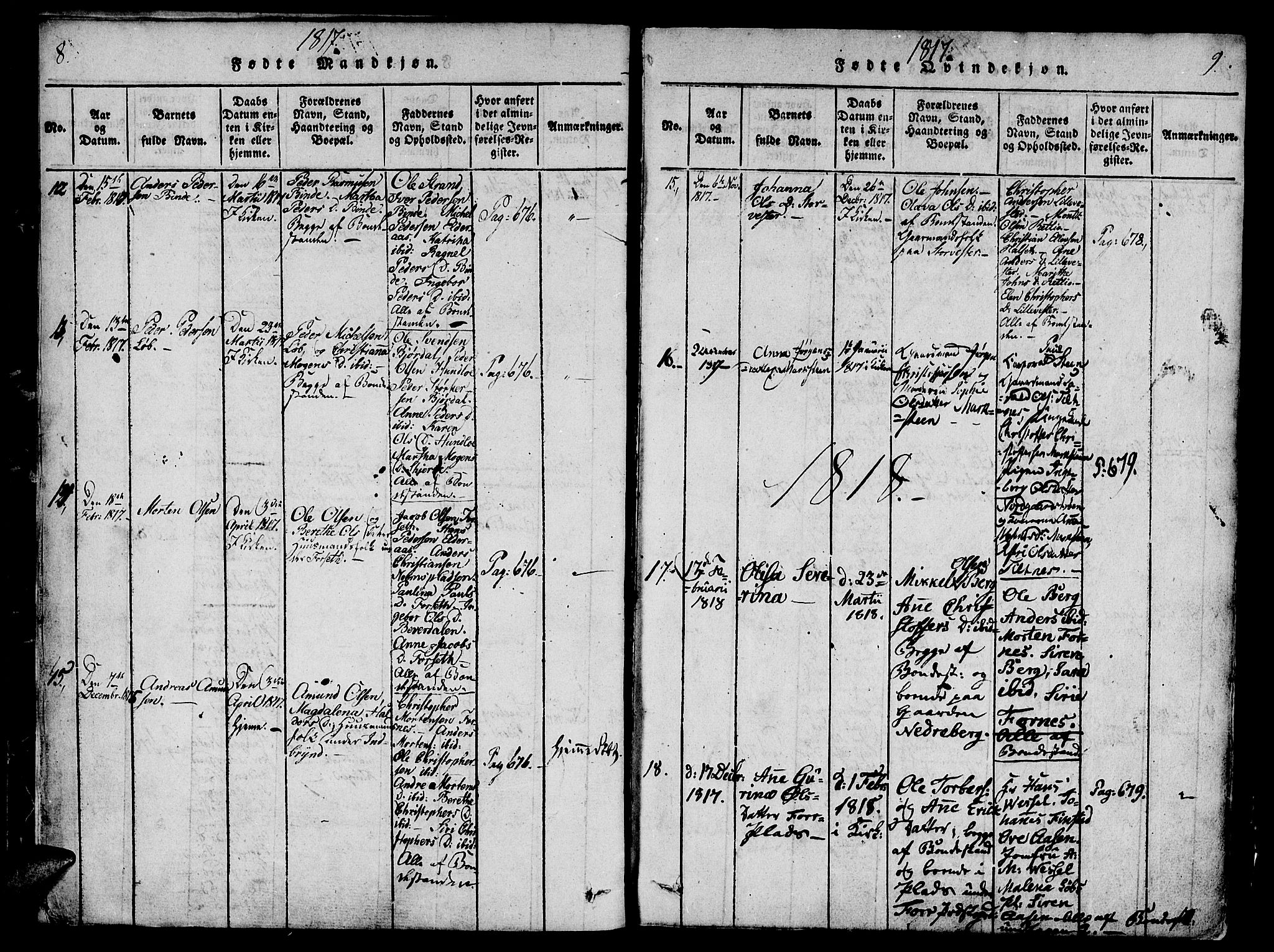 Ministerialprotokoller, klokkerbøker og fødselsregistre - Nord-Trøndelag, SAT/A-1458/746/L0441: Parish register (official) no. 746A03 /1, 1816-1827, p. 8-9