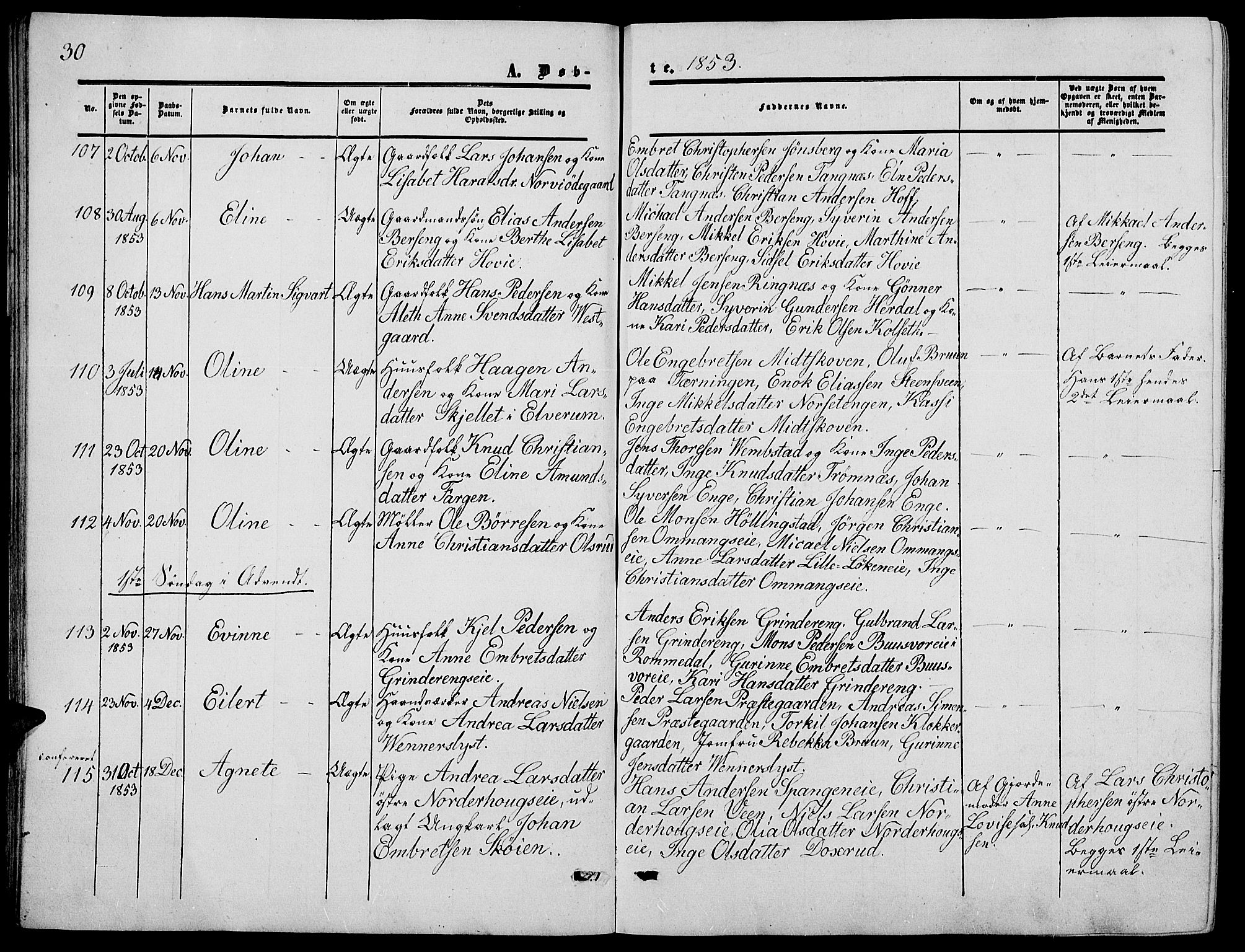 Løten prestekontor, AV/SAH-PREST-022/L/La/L0003: Parish register (copy) no. 3, 1850-1862, p. 30