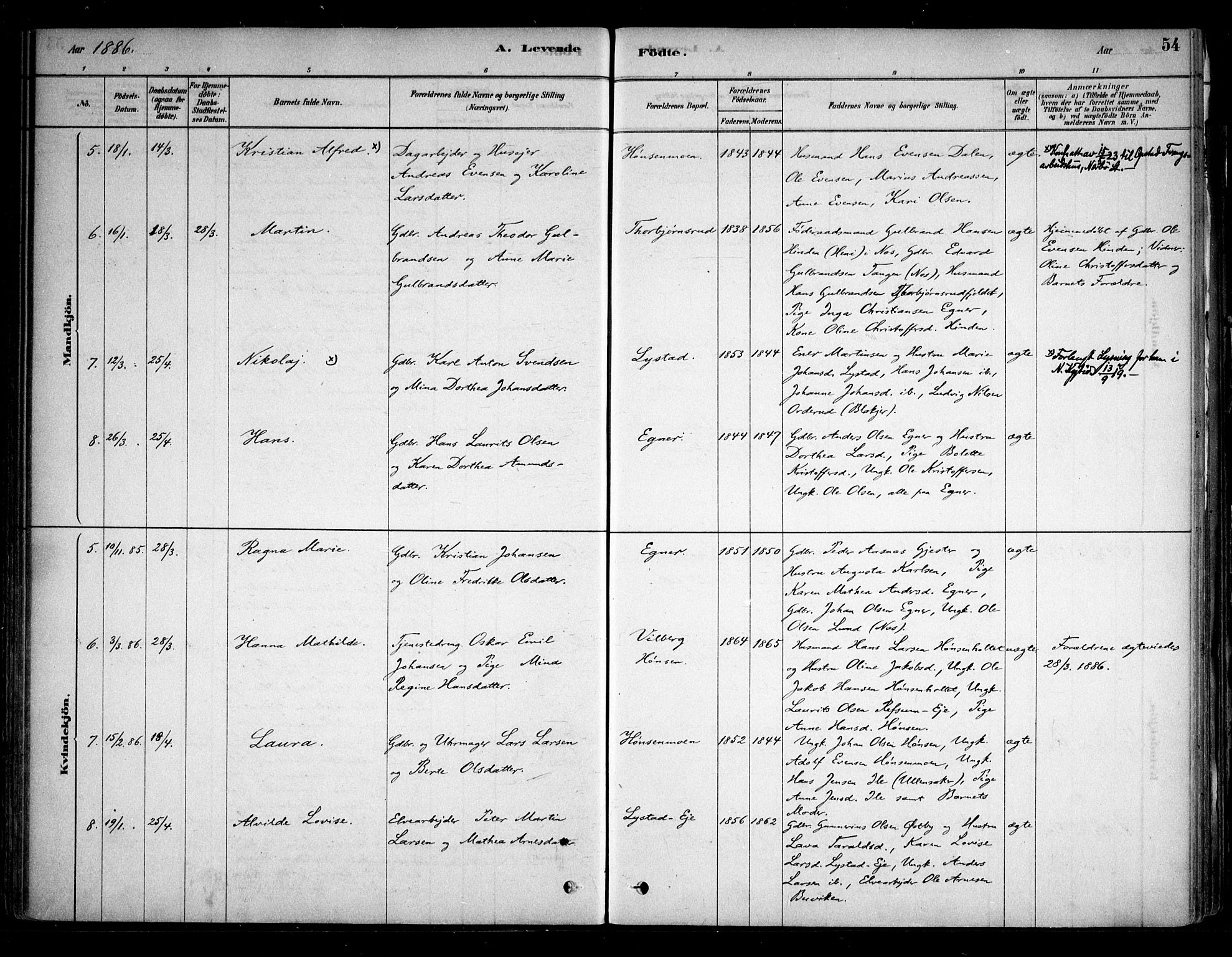 Sørum prestekontor Kirkebøker, AV/SAO-A-10303/F/Fa/L0007: Parish register (official) no. I 7, 1878-1914, p. 54