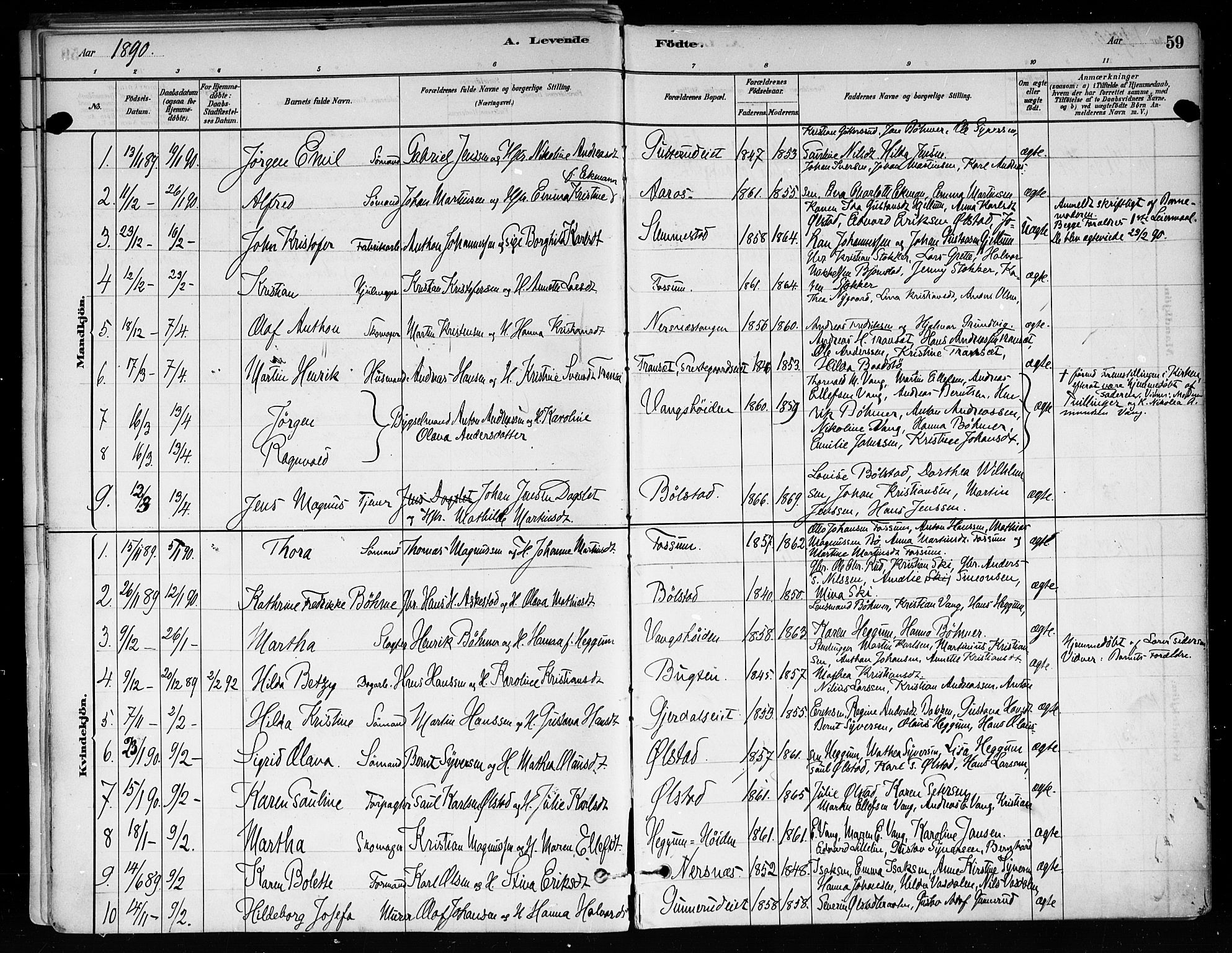Røyken kirkebøker, AV/SAKO-A-241/F/Fa/L0008: Parish register (official) no. 8, 1880-1897, p. 59