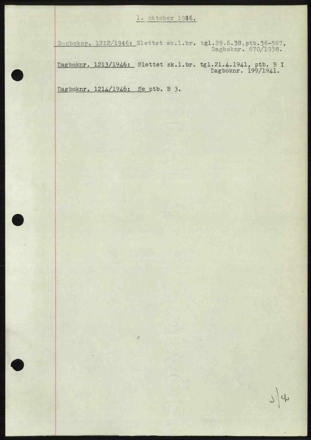 Nedenes sorenskriveri, SAK/1221-0006/G/Gb/Gba/L0056: Mortgage book no. A8, 1946-1947, Diary no: : 1212/1946