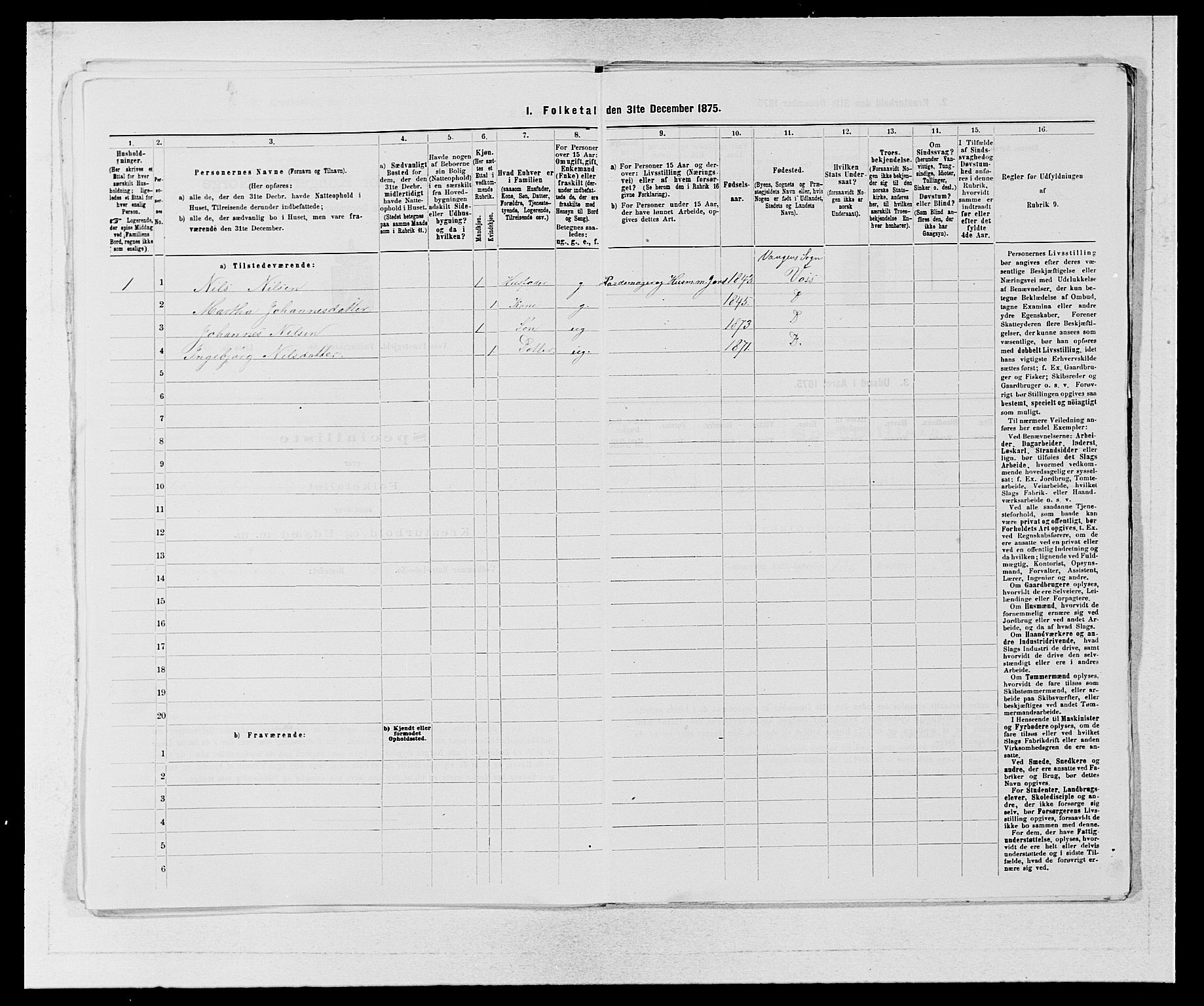 SAB, 1875 census for 1235P Voss, 1875, p. 588