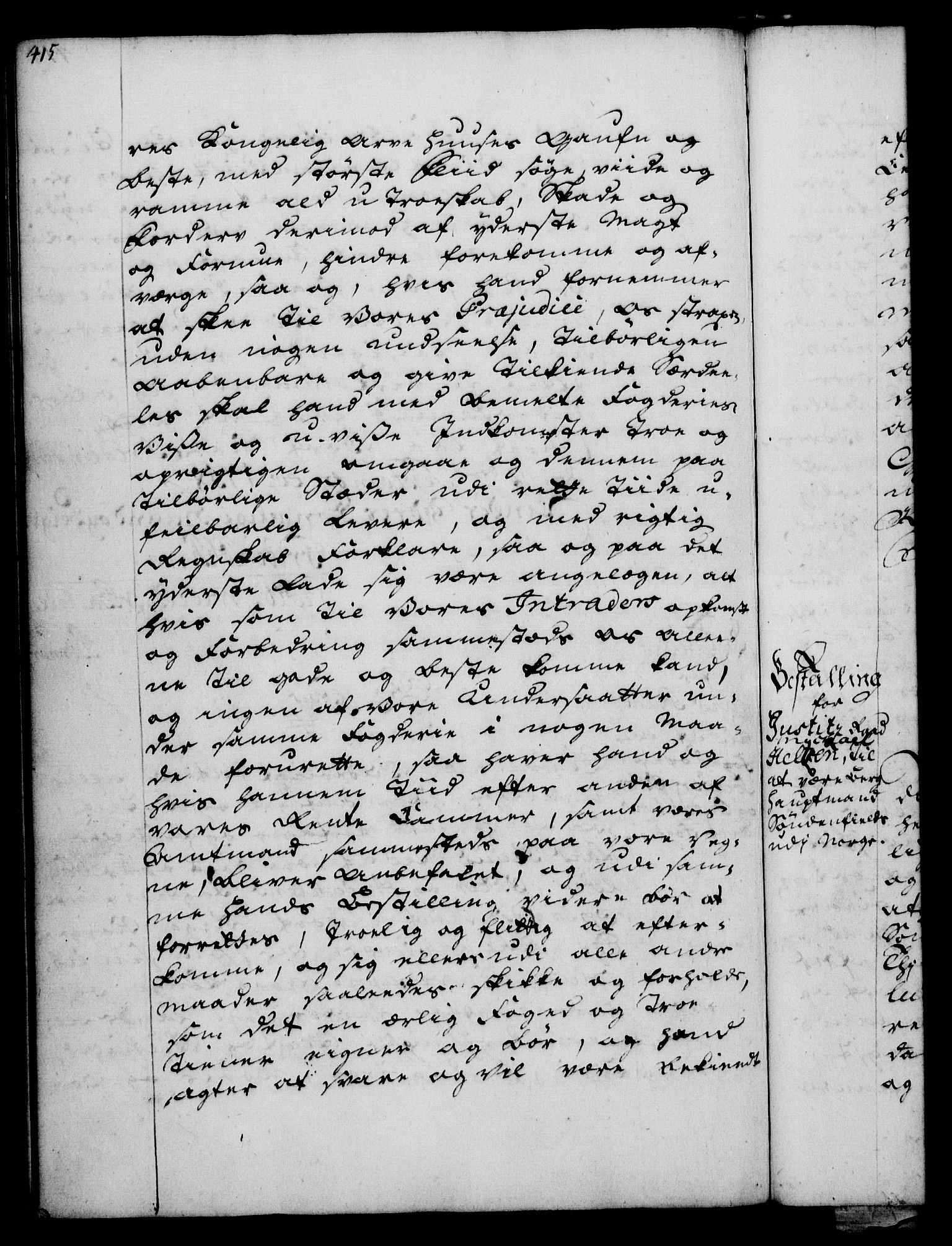 Rentekammeret, Kammerkanselliet, RA/EA-3111/G/Gg/Gge/L0003: Norsk bestallingsprotokoll med register (merket RK 53.27), 1745-1761, p. 415