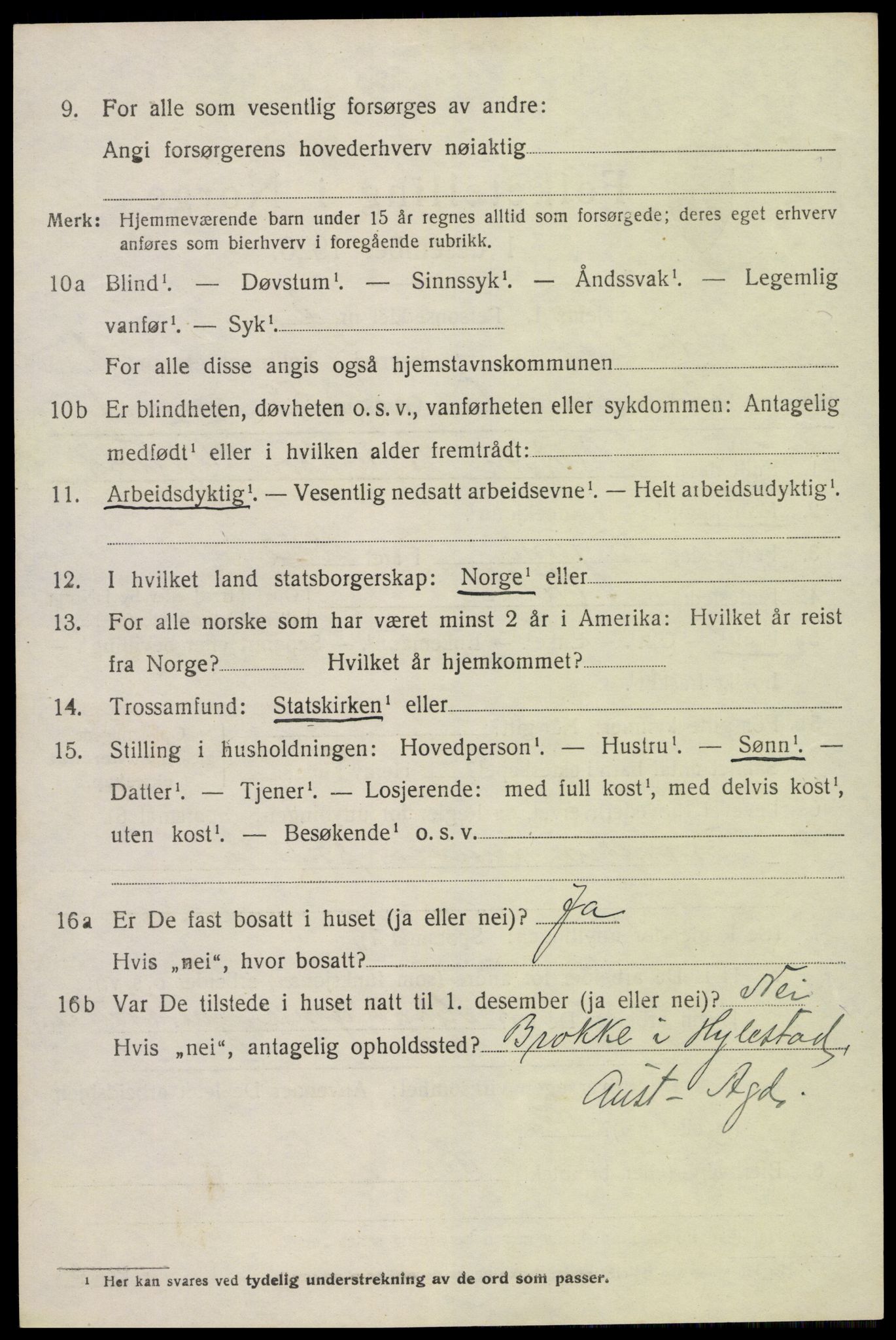 SAK, 1920 census for Valle, 1920, p. 442