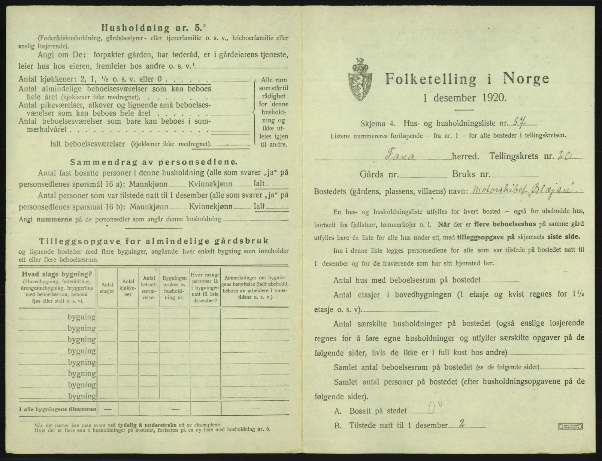 SAB, 1920 census for Fana, 1920, p. 3035