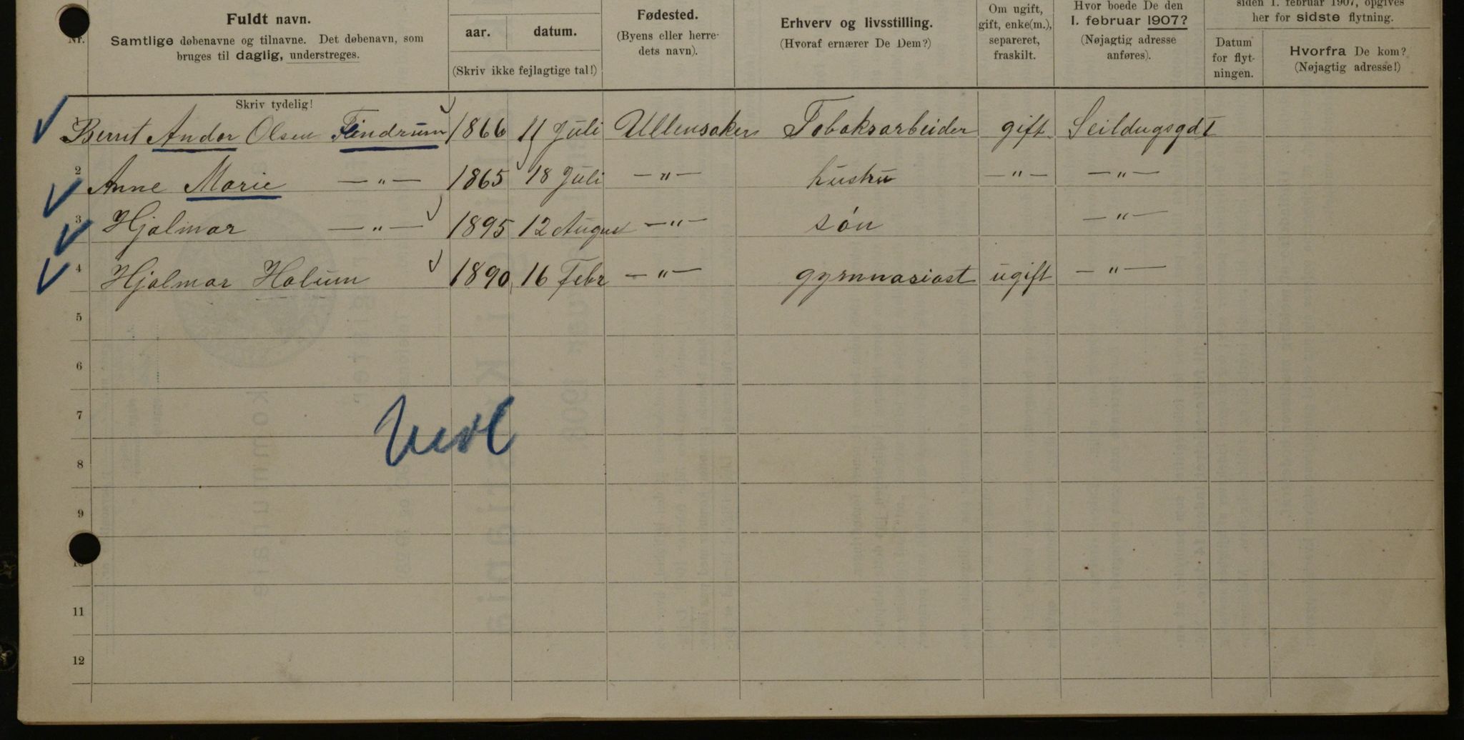 OBA, Municipal Census 1908 for Kristiania, 1908, p. 84439