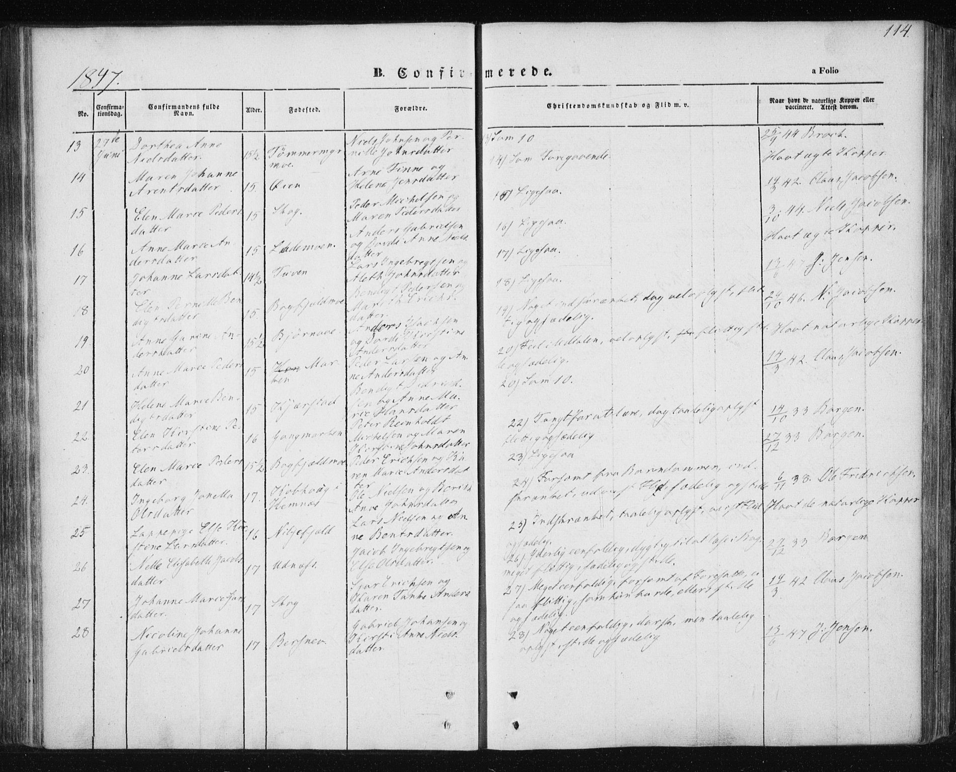 Ministerialprotokoller, klokkerbøker og fødselsregistre - Nordland, AV/SAT-A-1459/820/L0291: Parish register (official) no. 820A12, 1846-1854, p. 114