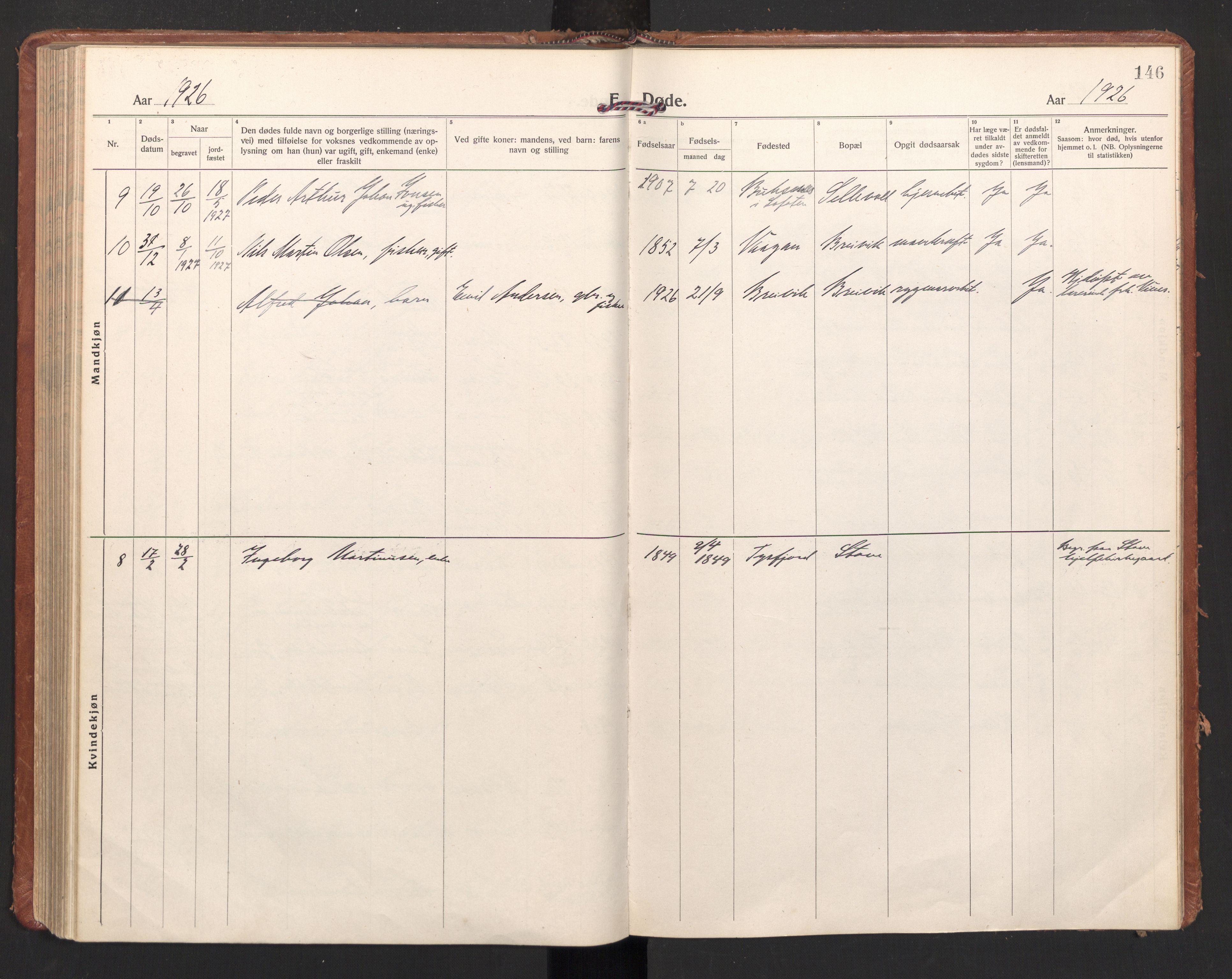 Ministerialprotokoller, klokkerbøker og fødselsregistre - Nordland, SAT/A-1459/897/L1408: Parish register (official) no. 897A15, 1922-1938, p. 146
