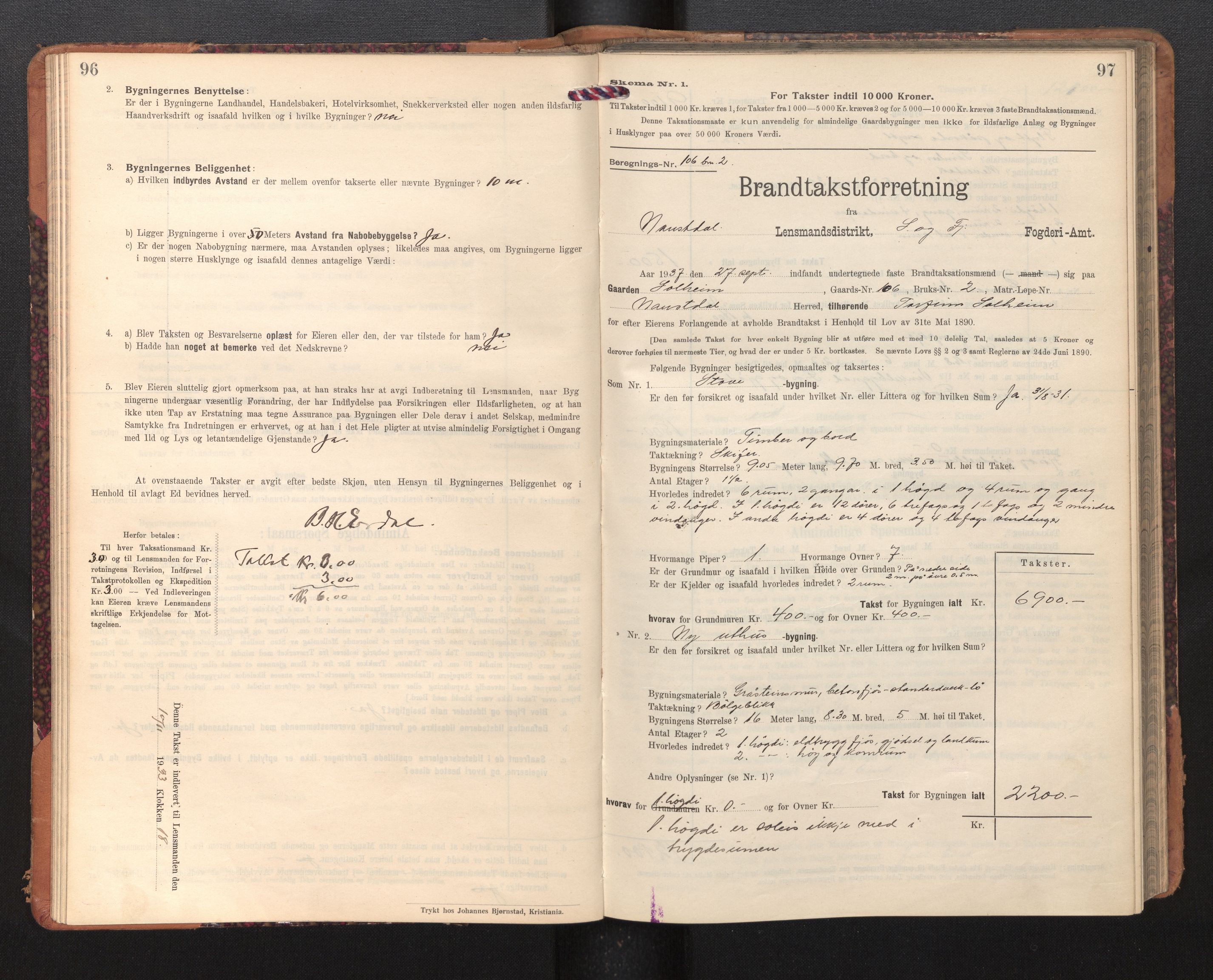 Lensmannen i Naustdal, SAB/A-29501/0012/L0002: Branntakstprotokoll, skjematakst, 1911-1953, p. 96-97