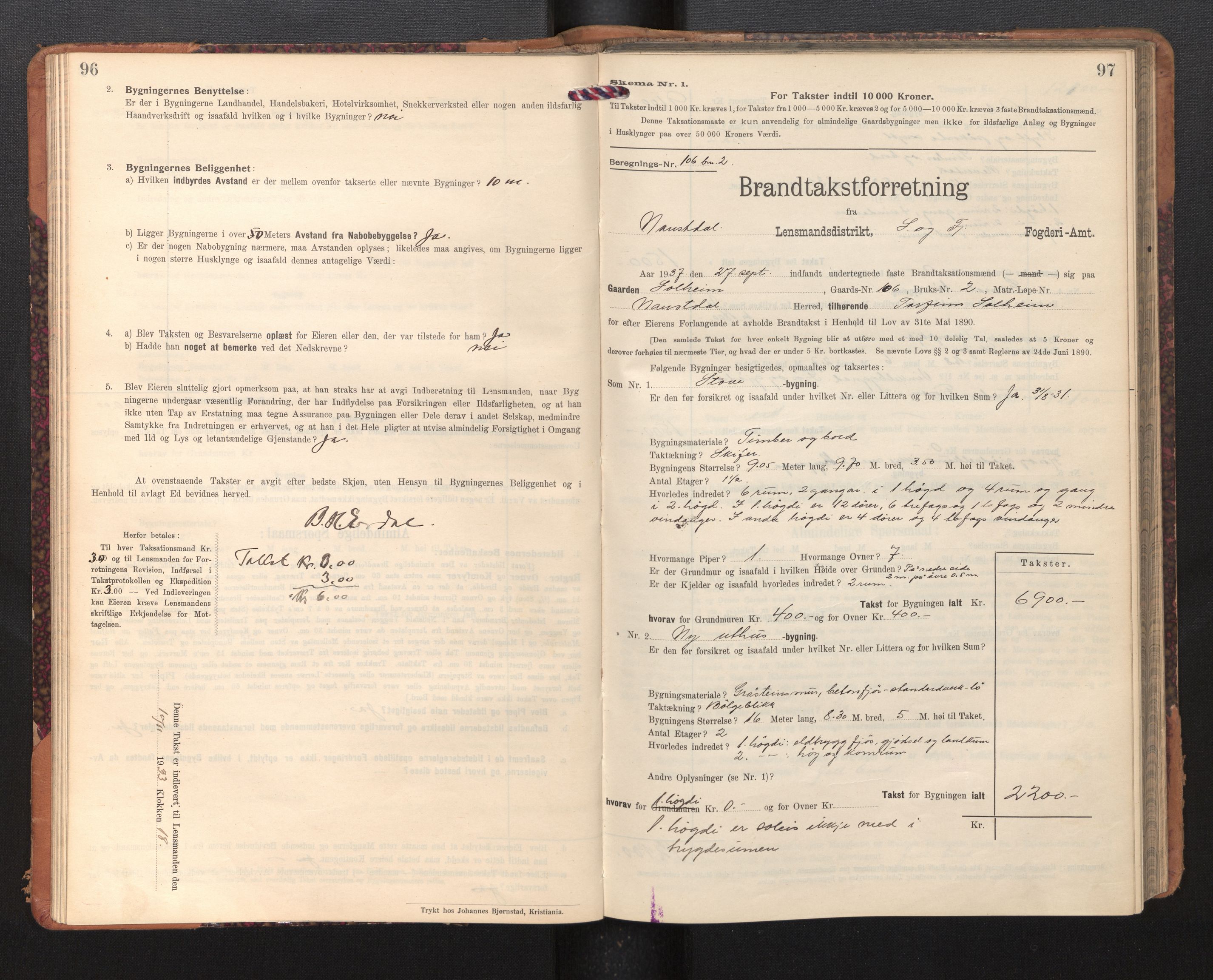 Lensmannen i Naustdal, AV/SAB-A-29501/0012/L0002: Branntakstprotokoll, skjematakst, 1911-1953, p. 96-97