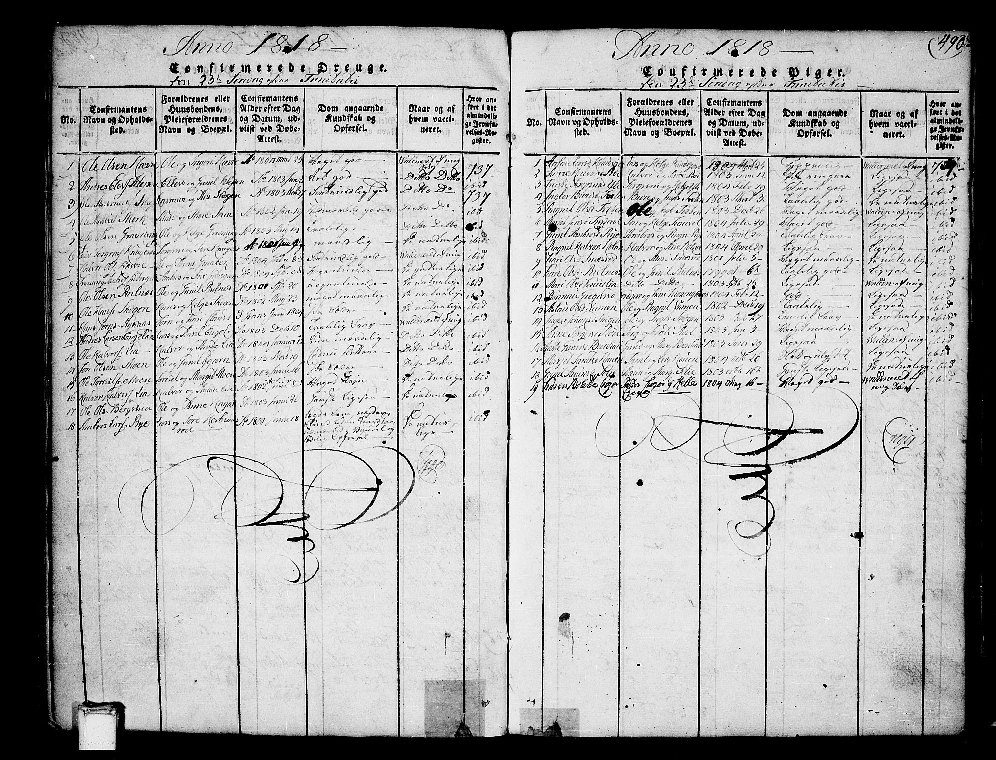 Heddal kirkebøker, SAKO/A-268/F/Fa/L0005: Parish register (official) no. I 5, 1814-1837, p. 489-490