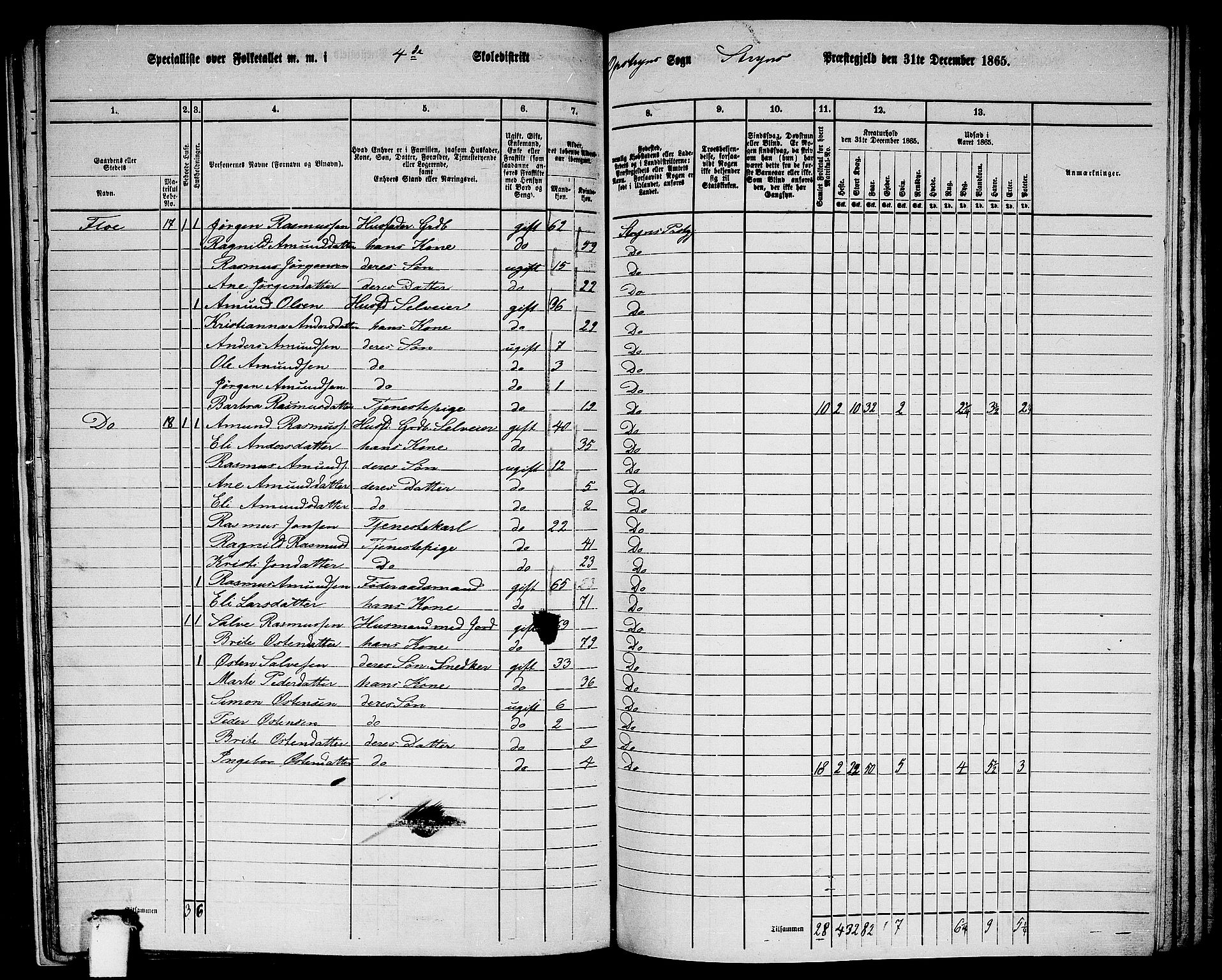 RA, 1865 census for Stryn, 1865, p. 28