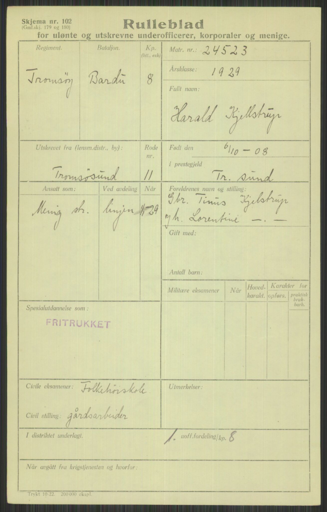 Forsvaret, Troms infanteriregiment nr. 16, AV/RA-RAFA-3146/P/Pa/L0013/0004: Rulleblad / Rulleblad for regimentets menige mannskaper, årsklasse 1929, 1929, p. 629