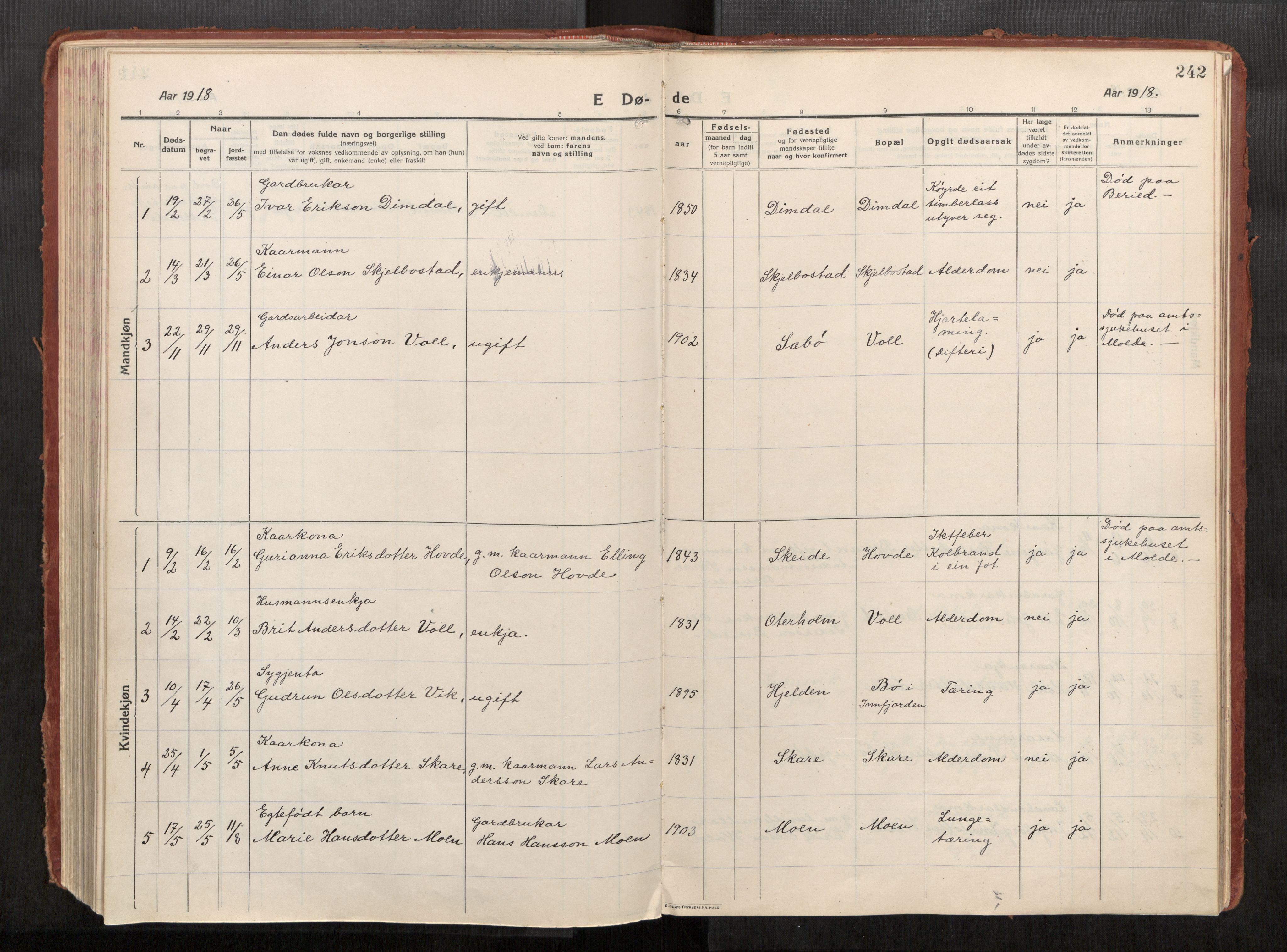 Eid sokneprestkontor, AV/SAT-A-1254: Parish register (official) no. 543A04, 1916-1956, p. 242