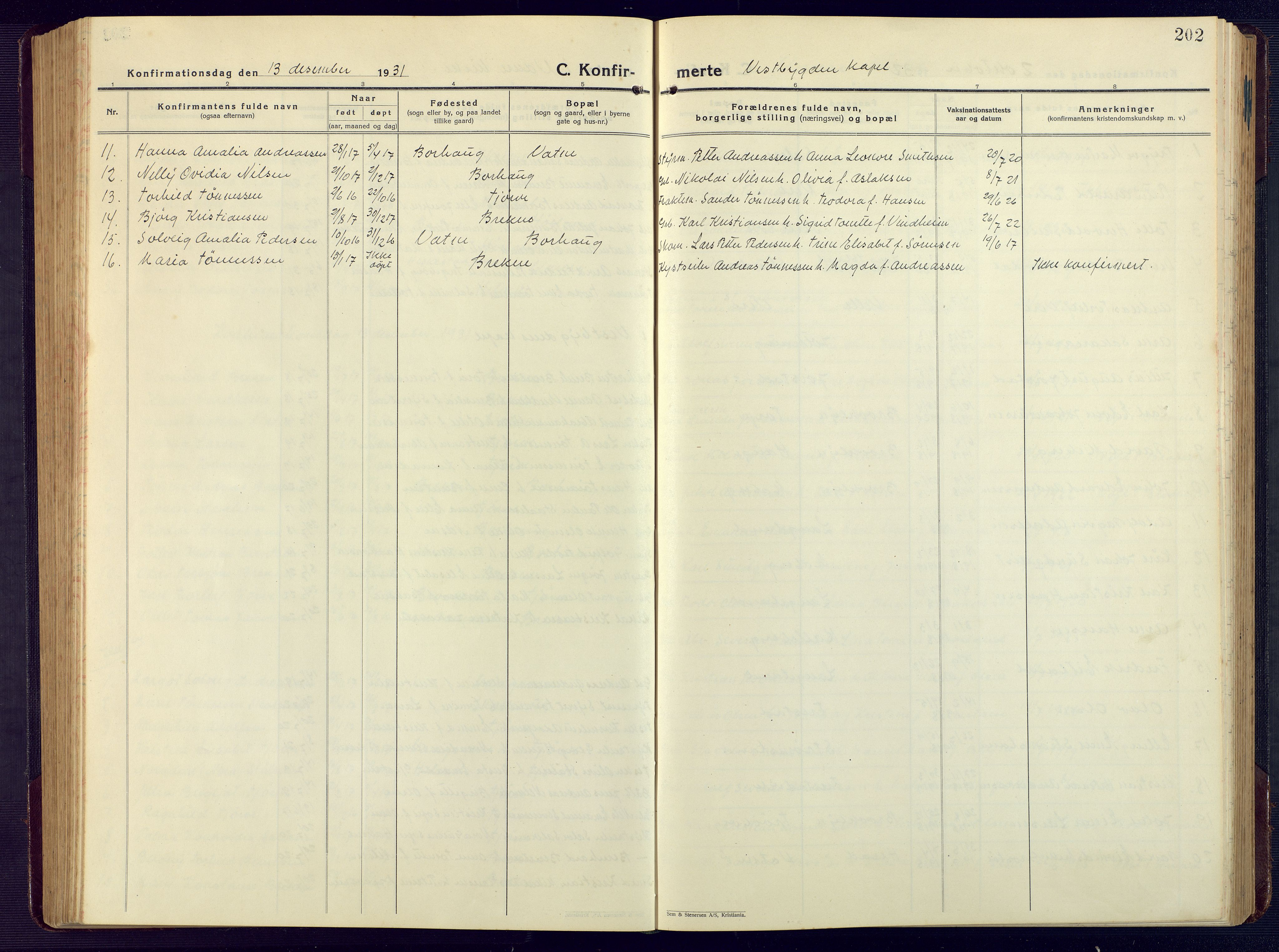 Lista sokneprestkontor, SAK/1111-0027/F/Fb/L0006: Parish register (copy) no. B 6, 1924-1947, p. 202
