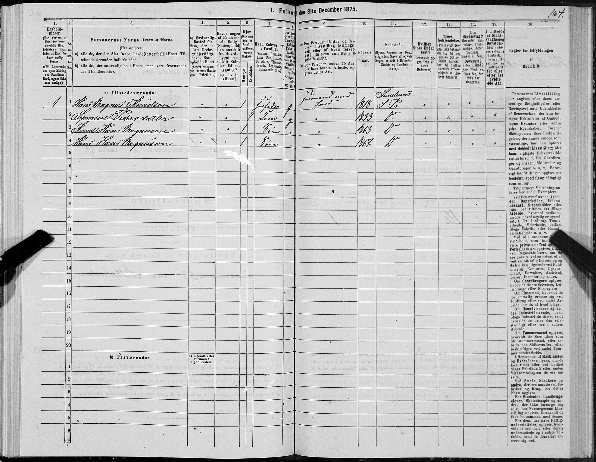 SAT, 1875 census for 1523P Sunnylven, 1875, p. 1164