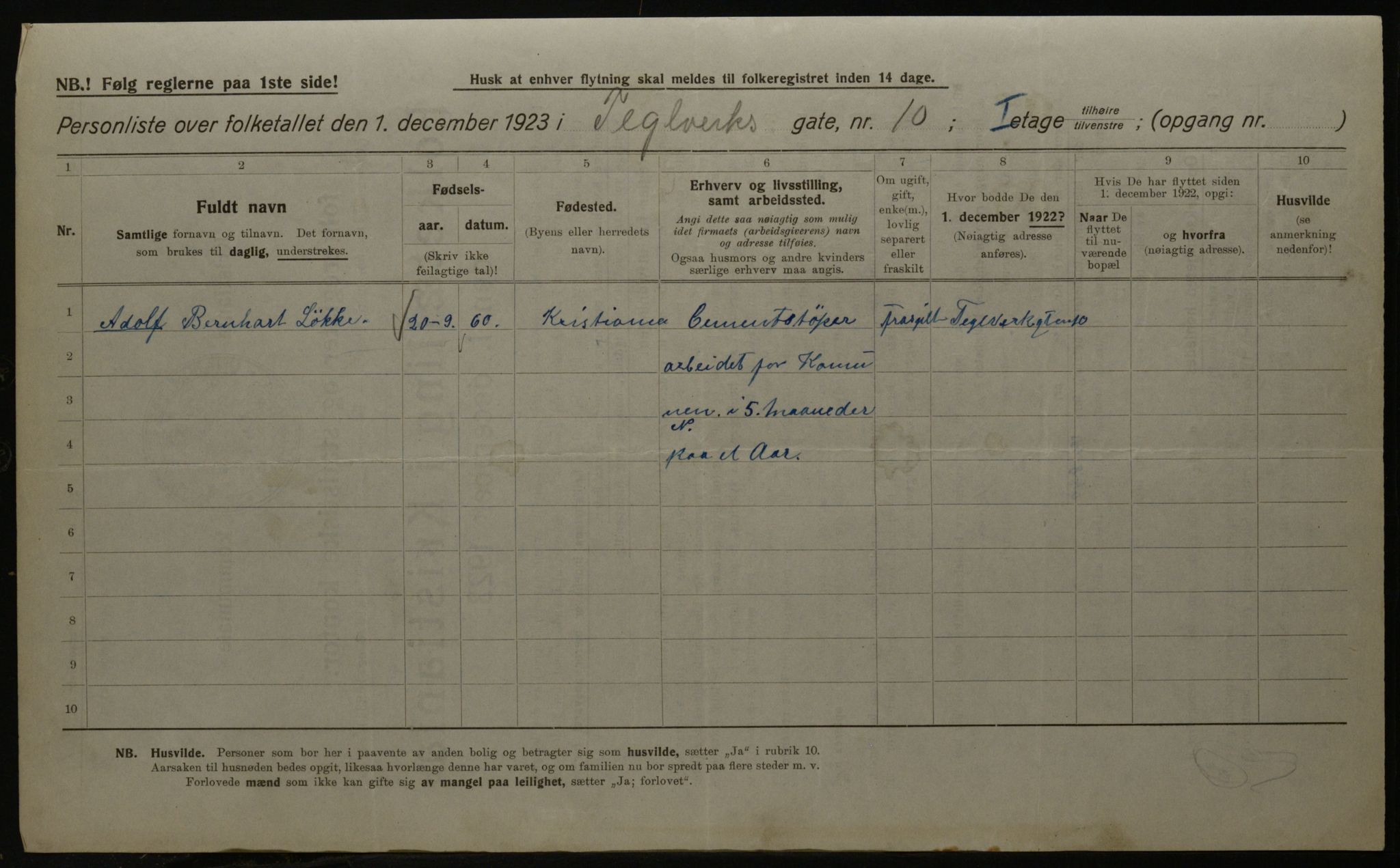 OBA, Municipal Census 1923 for Kristiania, 1923, p. 118806