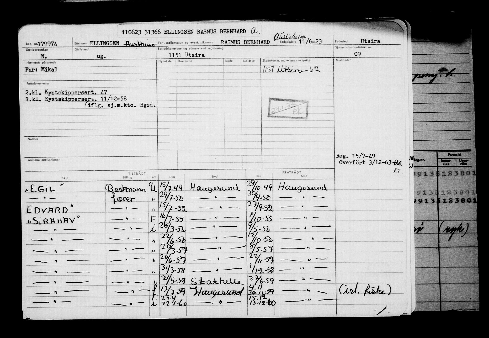 Direktoratet for sjømenn, AV/RA-S-3545/G/Gb/L0220: Hovedkort, 1923, p. 3