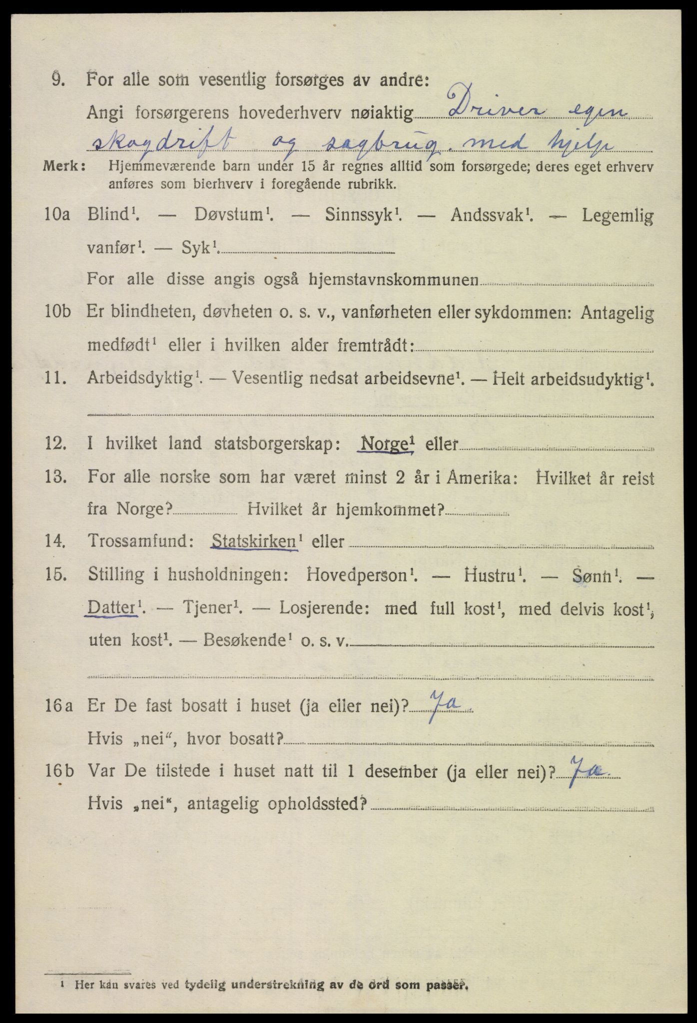 SAK, 1920 census for Hornnes, 1920, p. 1570
