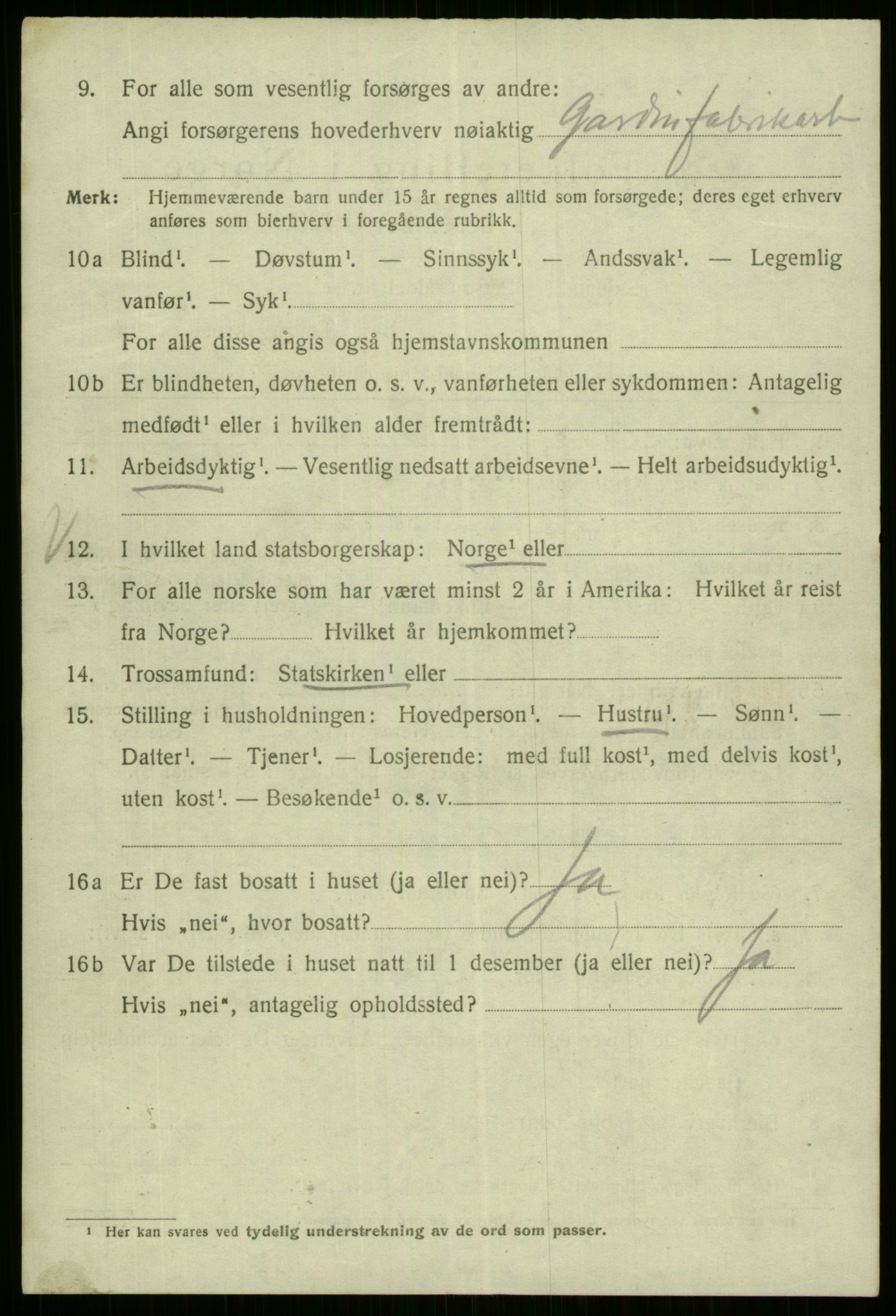 SAB, 1920 census for Bergen, 1920, p. 223657