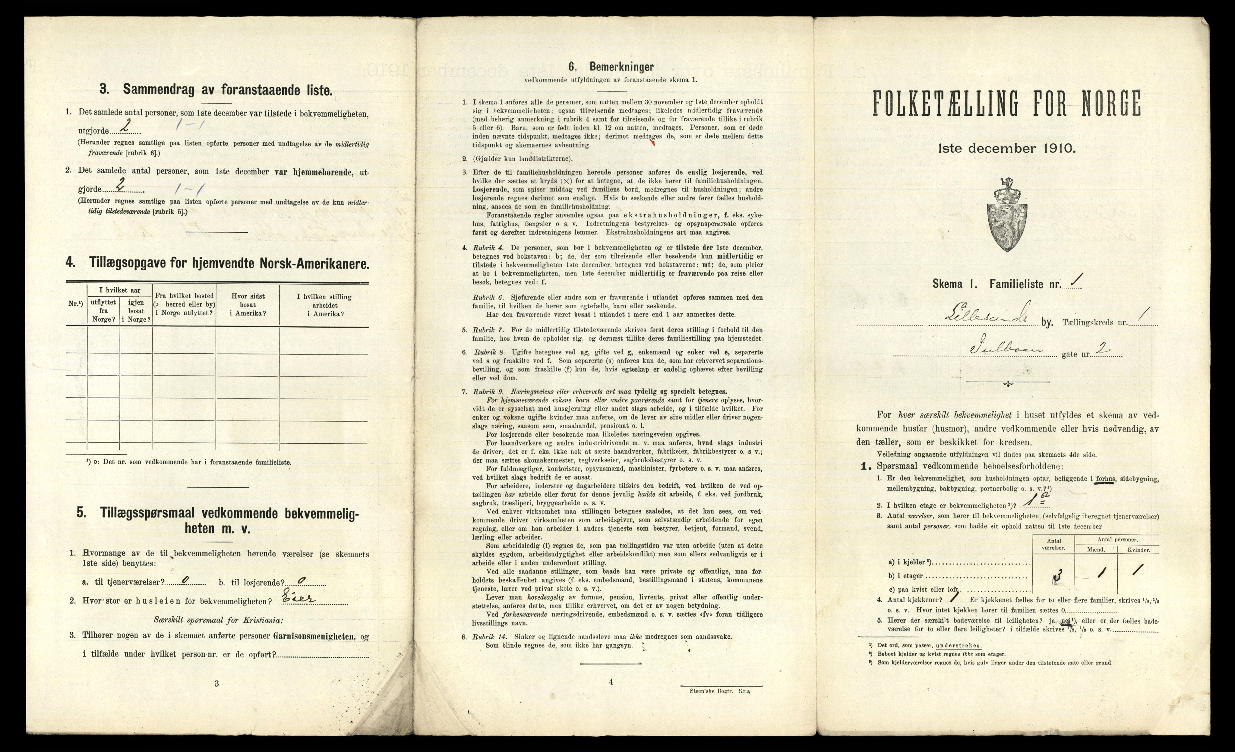 RA, 1910 census for Lillesand, 1910, p. 22