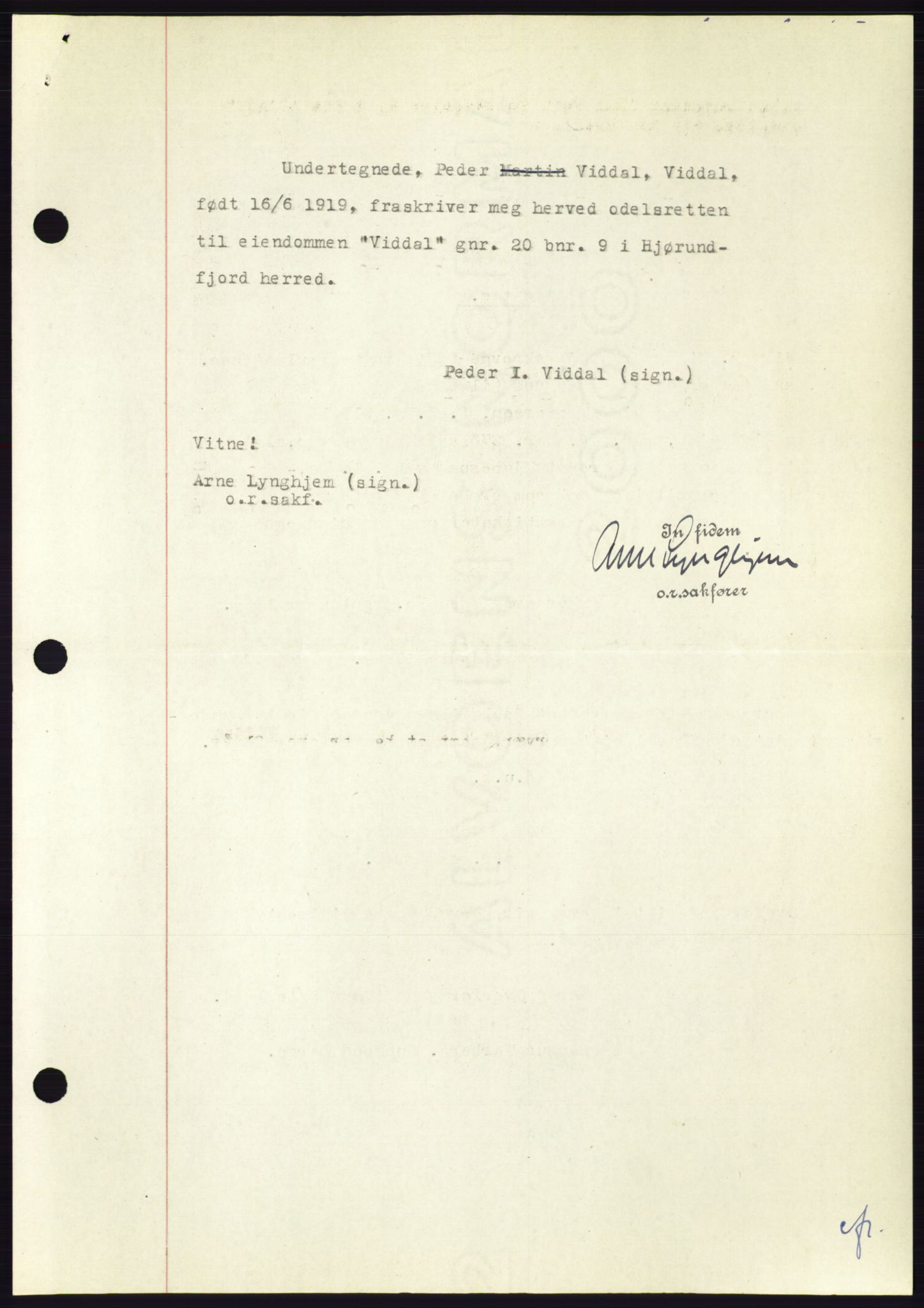 Søre Sunnmøre sorenskriveri, AV/SAT-A-4122/1/2/2C/L0099: Mortgage book no. 25A, 1954-1954, Diary no: : 2622/1954