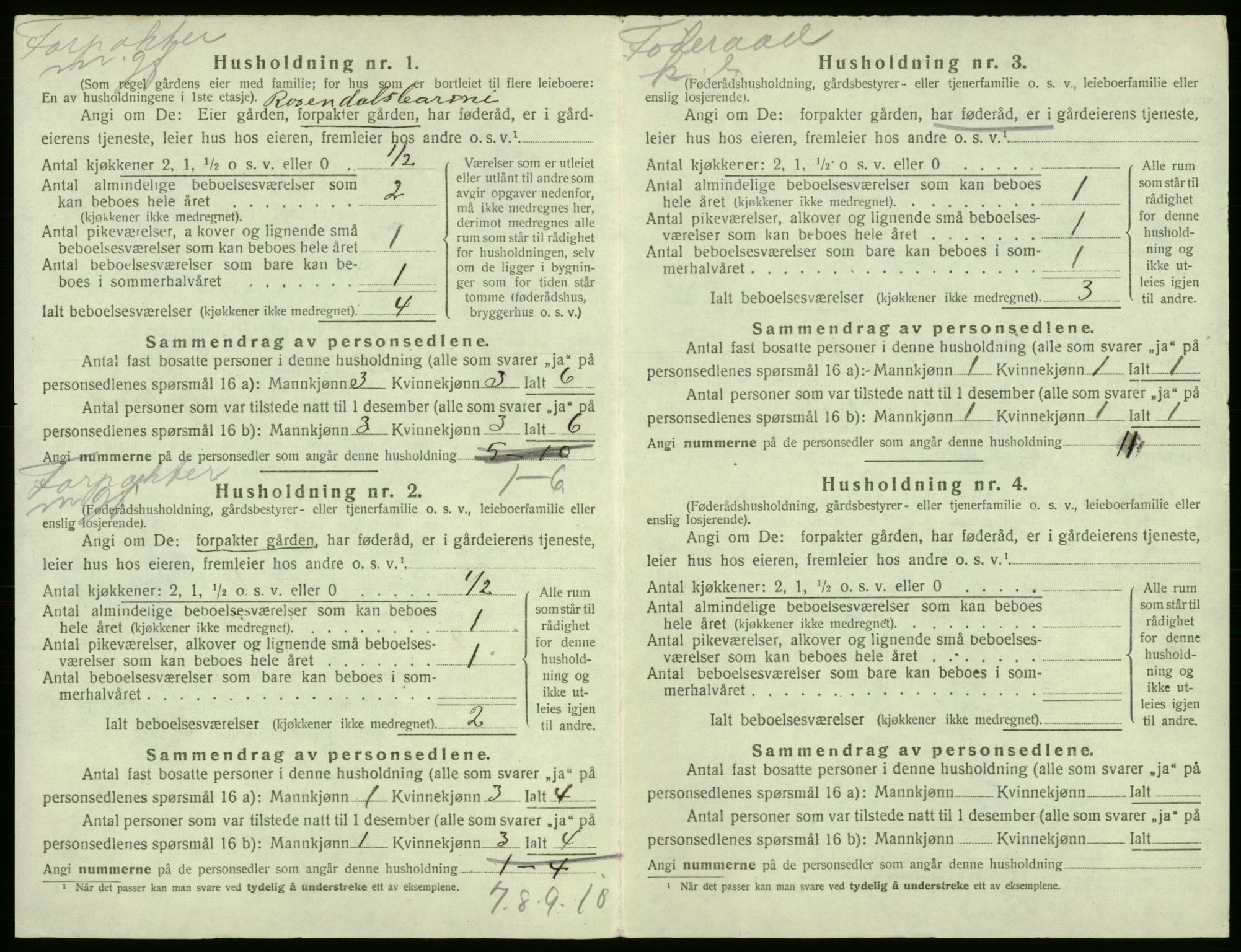 SAB, 1920 census for Kvam, 1920, p. 306