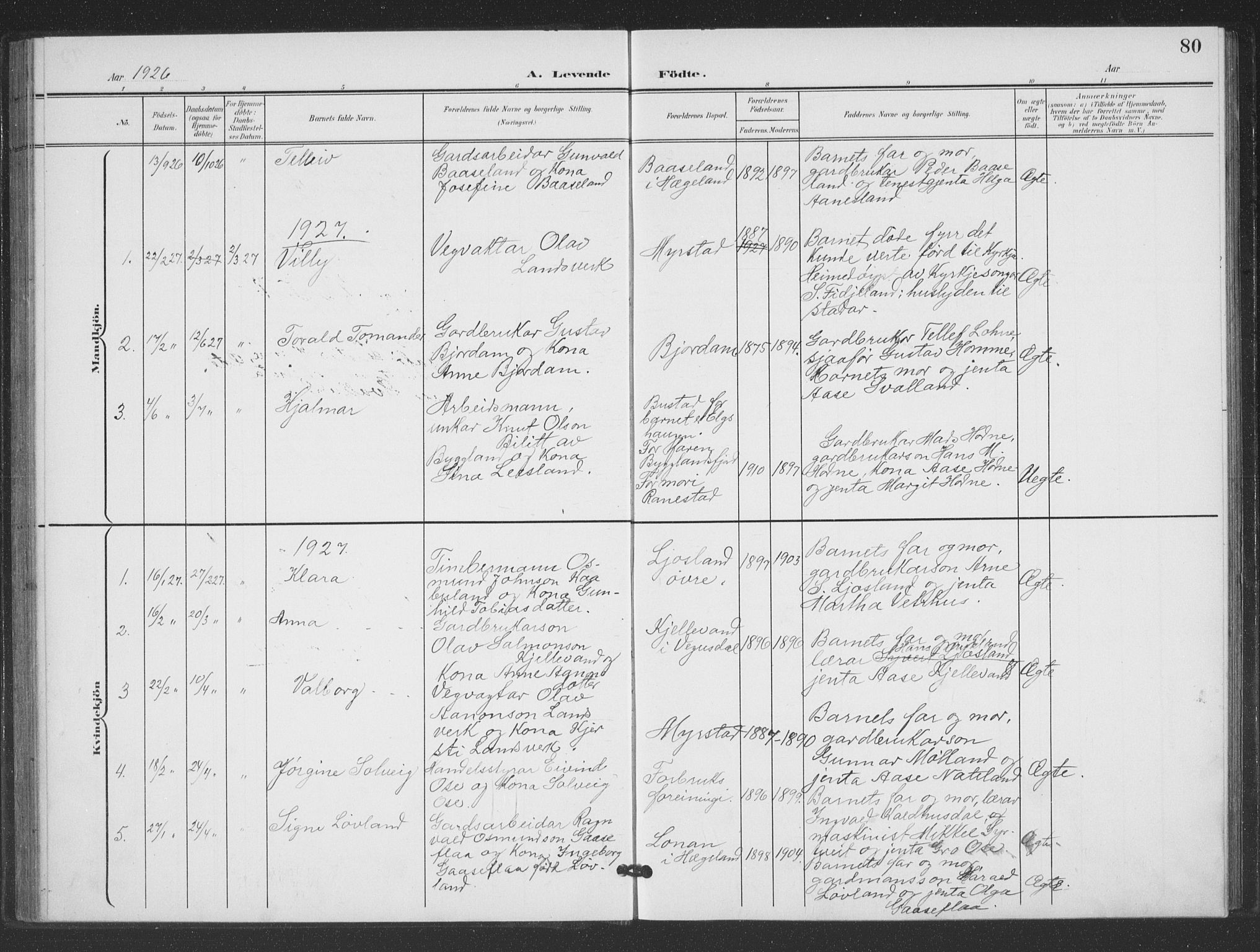 Evje sokneprestkontor, SAK/1111-0008/F/Fb/Fbc/L0005: Parish register (copy) no. B 5, 1901-1935, p. 80