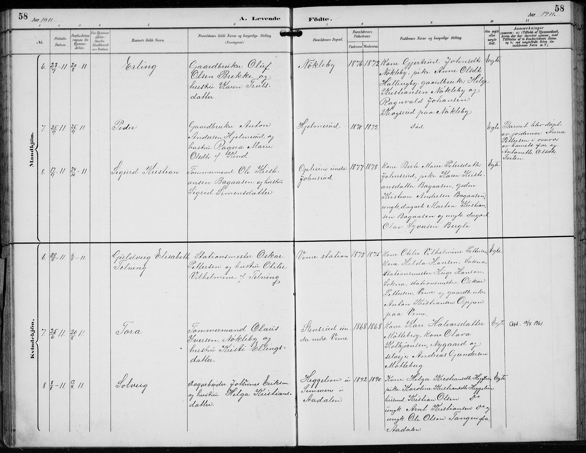 Lunder kirkebøker, AV/SAKO-A-629/F/Fb/L0001: Parish register (official) no. II 1, 1893-1916, p. 58