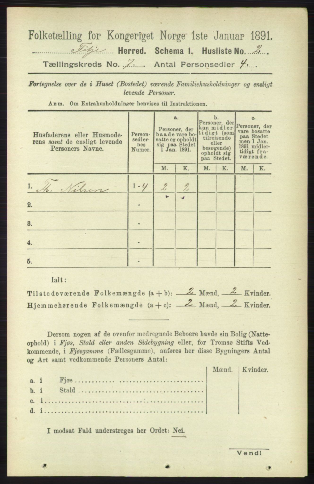 RA, 1891 census for 1222 Fitjar, 1891, p. 2747