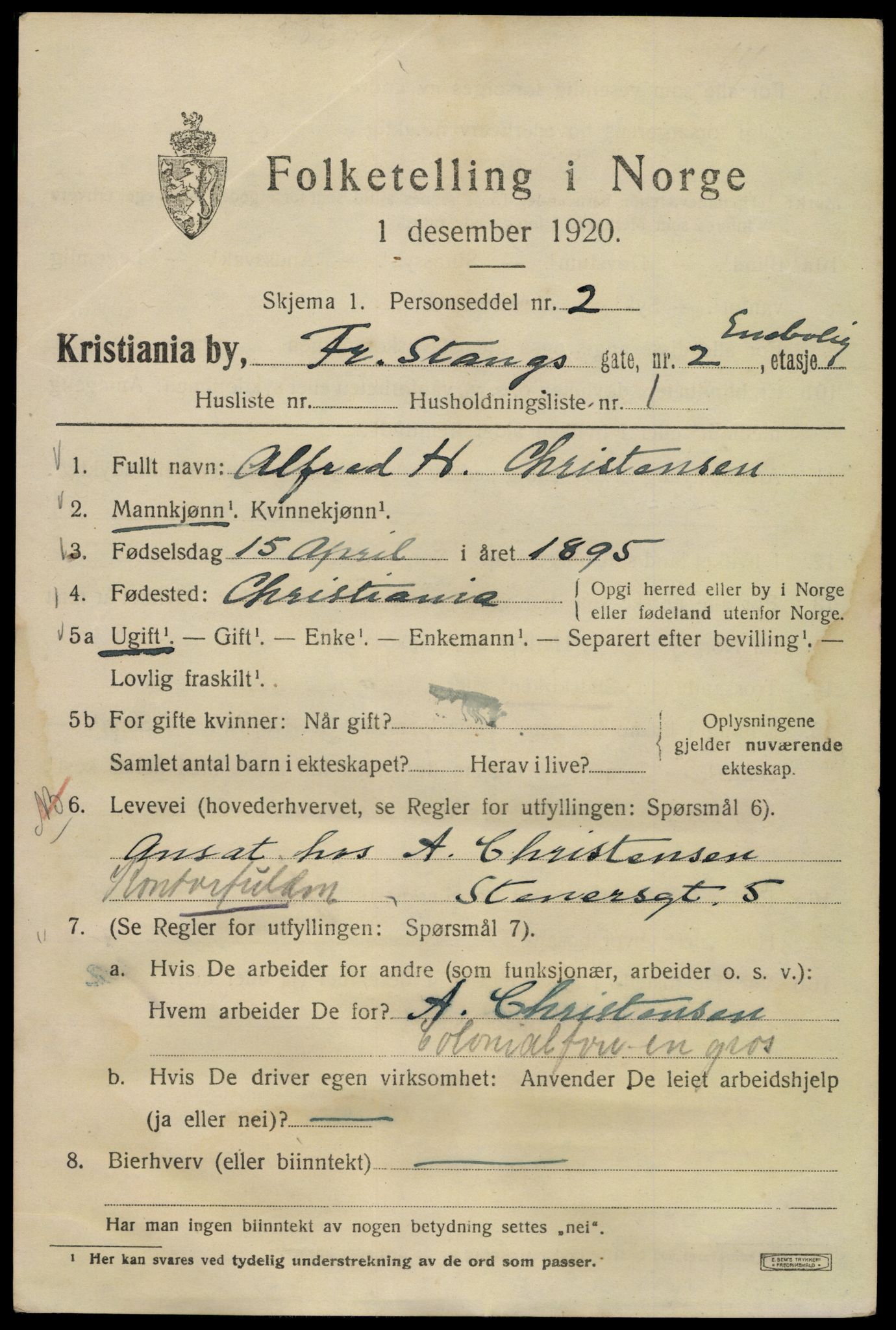 SAO, 1920 census for Kristiania, 1920, p. 237569