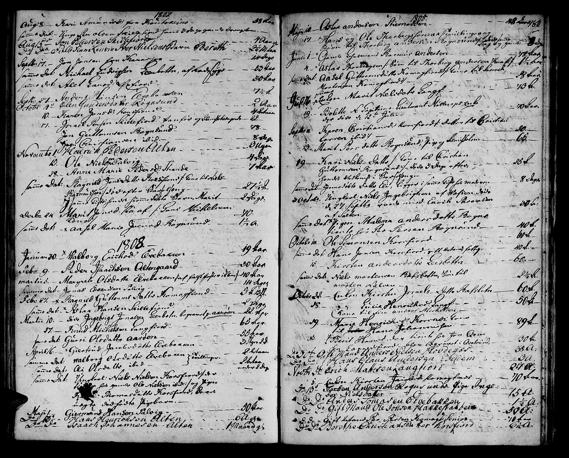 Talvik sokneprestkontor, SATØ/S-1337/H/Ha/L0006kirke: Parish register (official) no. 6, 1799-1812, p. 180