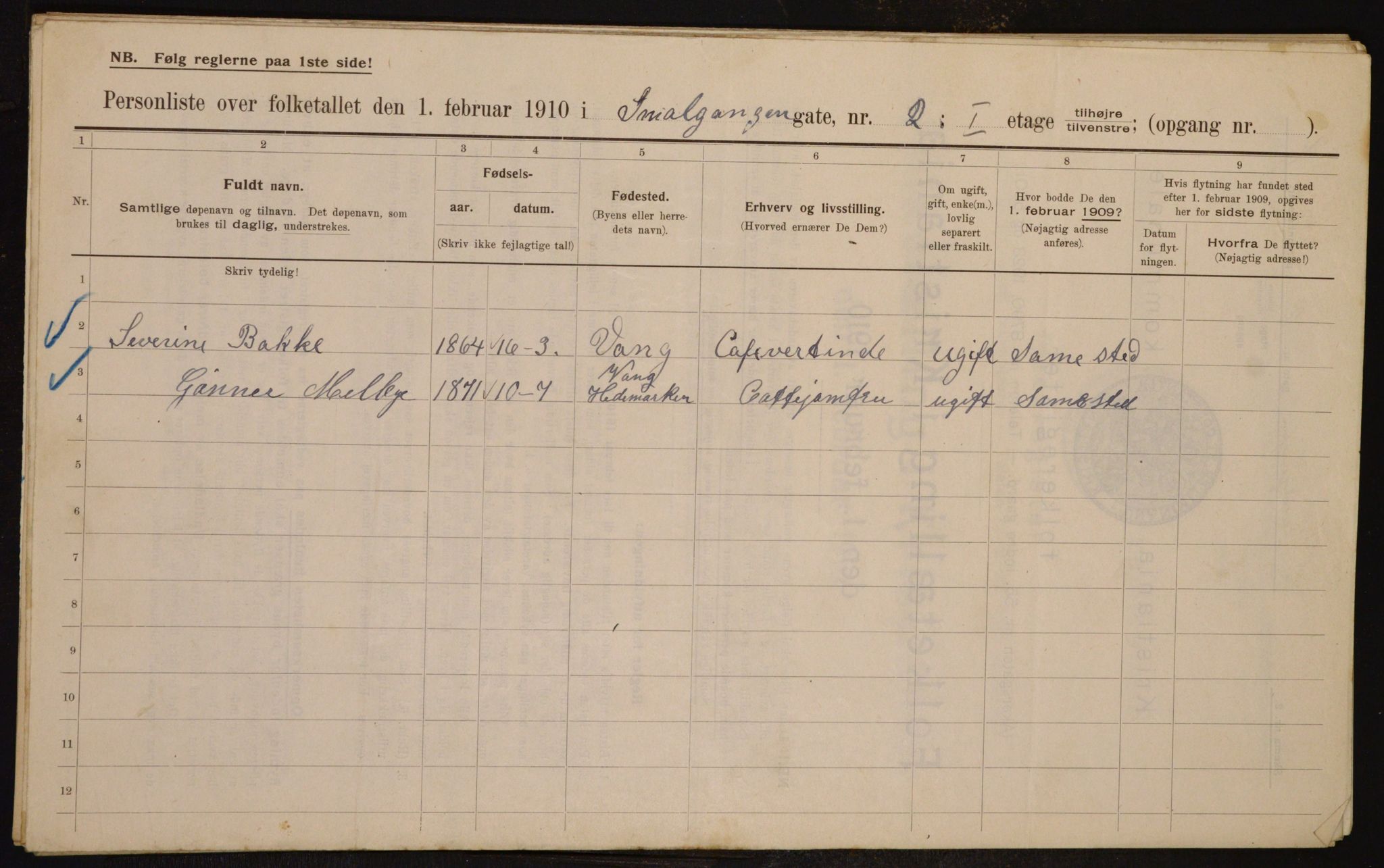 OBA, Municipal Census 1910 for Kristiania, 1910, p. 92490