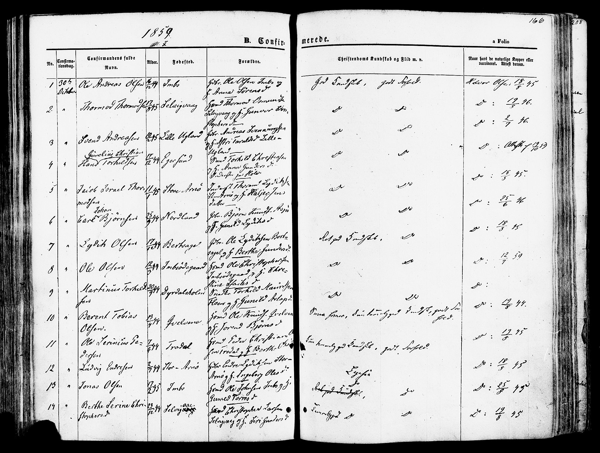 Høgsfjord sokneprestkontor, SAST/A-101624/H/Ha/Haa/L0002: Parish register (official) no. A 2, 1855-1885, p. 166