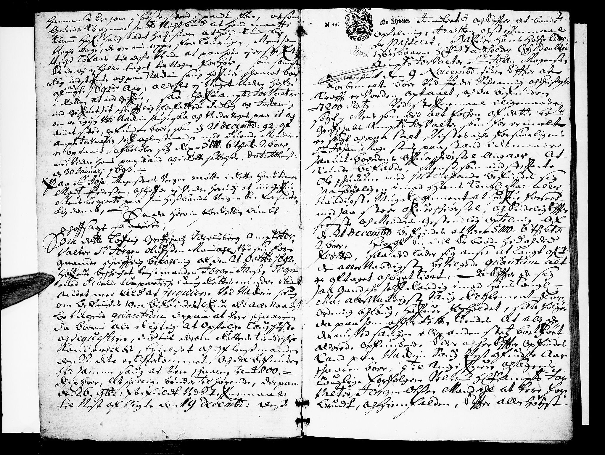 Nordre Jarlsberg sorenskriveri, SAKO/A-80/F/Fa/Faa/L0007: Tingbok, 1693-1695, p. 2