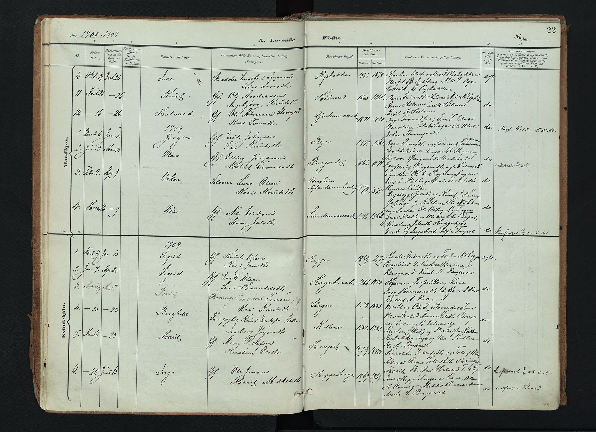 Nord-Aurdal prestekontor, SAH/PREST-132/H/Ha/Haa/L0017: Parish register (official) no. 17, 1897-1926, p. 22