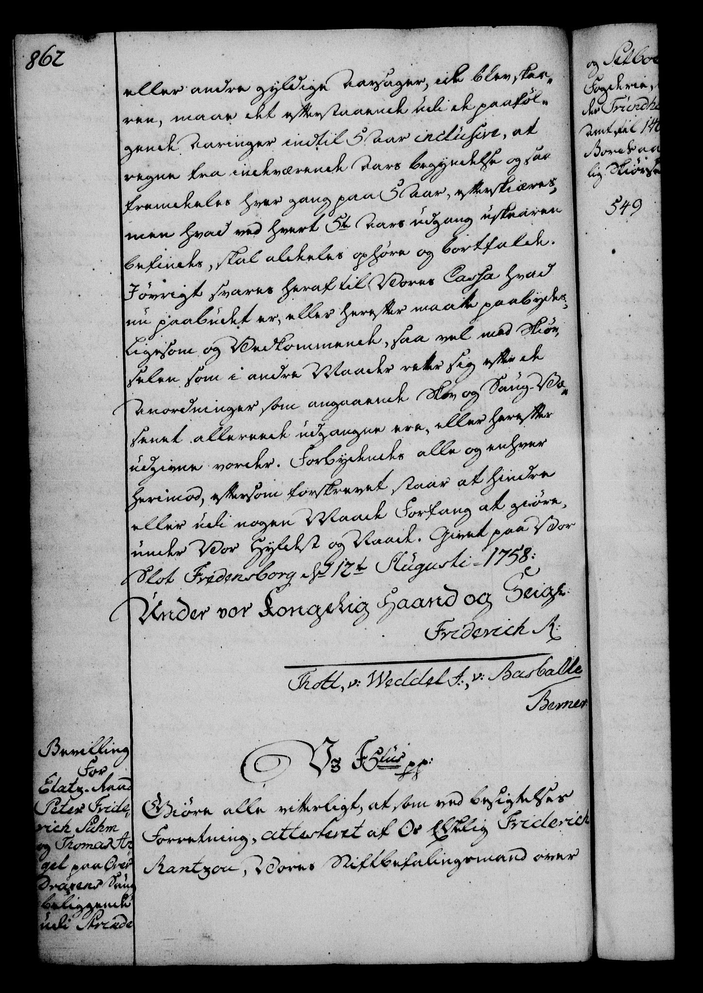 Rentekammeret, Kammerkanselliet, AV/RA-EA-3111/G/Gg/Gga/L0006: Norsk ekspedisjonsprotokoll med register (merket RK 53.6), 1749-1759, p. 862