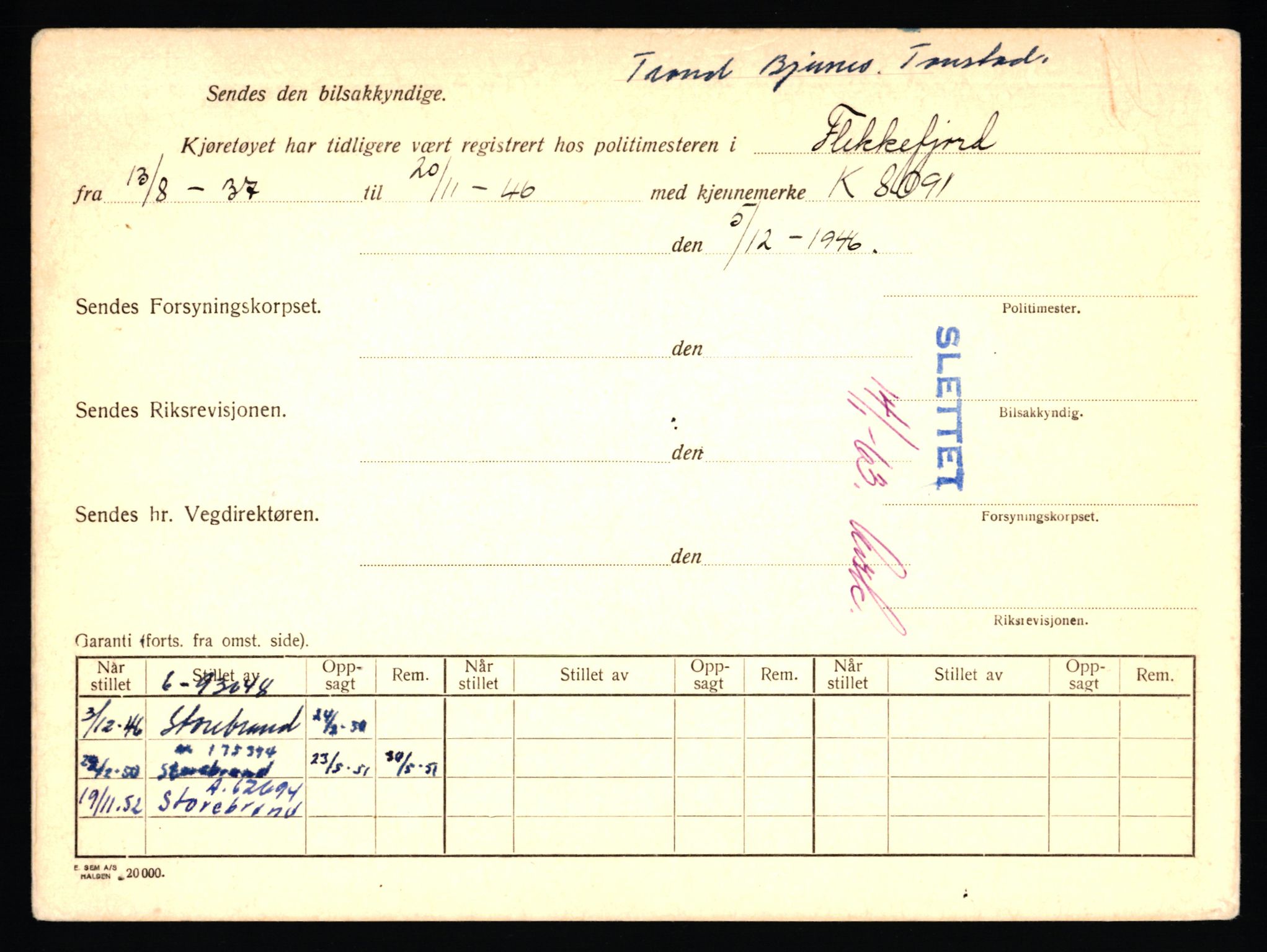 Stavanger trafikkstasjon, AV/SAST-A-101942/0/F/L0039: L-22300 - L-22799, 1930-1971, p. 2