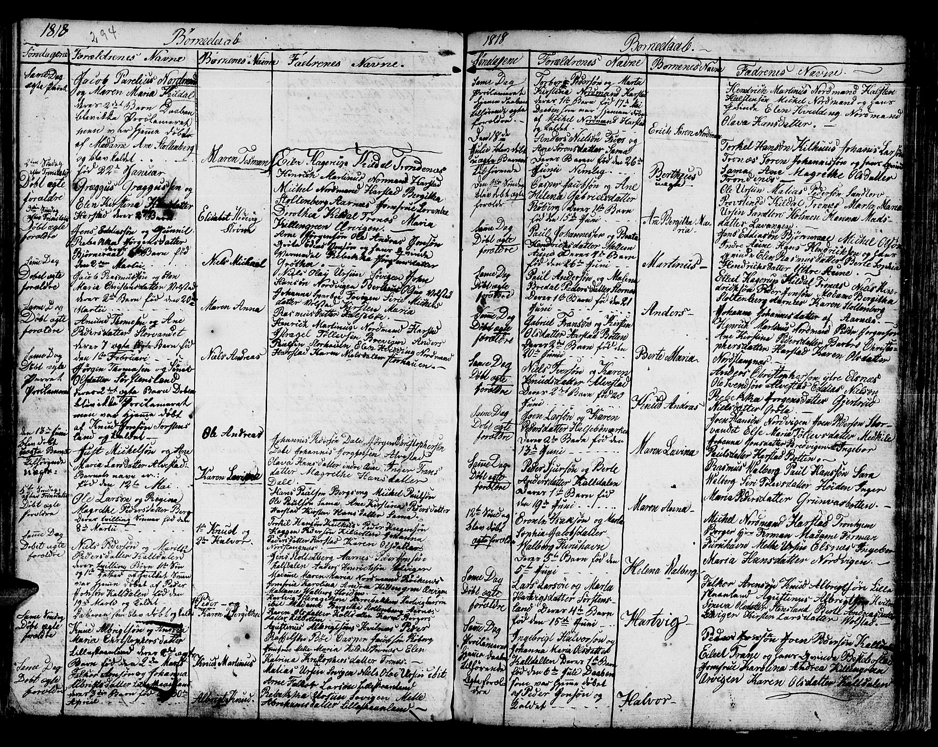 Trondenes sokneprestkontor, AV/SATØ-S-1319/H/Ha/L0005kirke: Parish register (official) no. 5, 1804-1820, p. 294-295